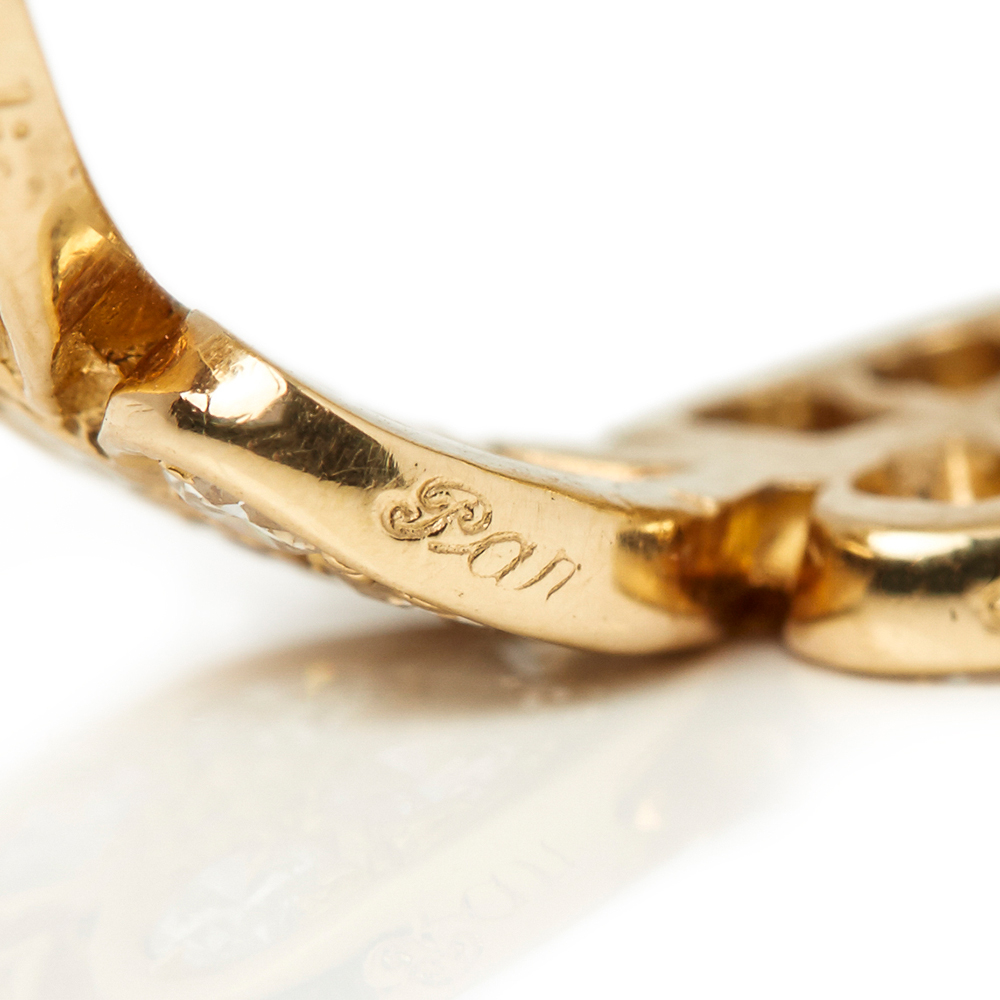 18k Yellow Gold Diamond Heart Design Band Ring - Image 7 of 11