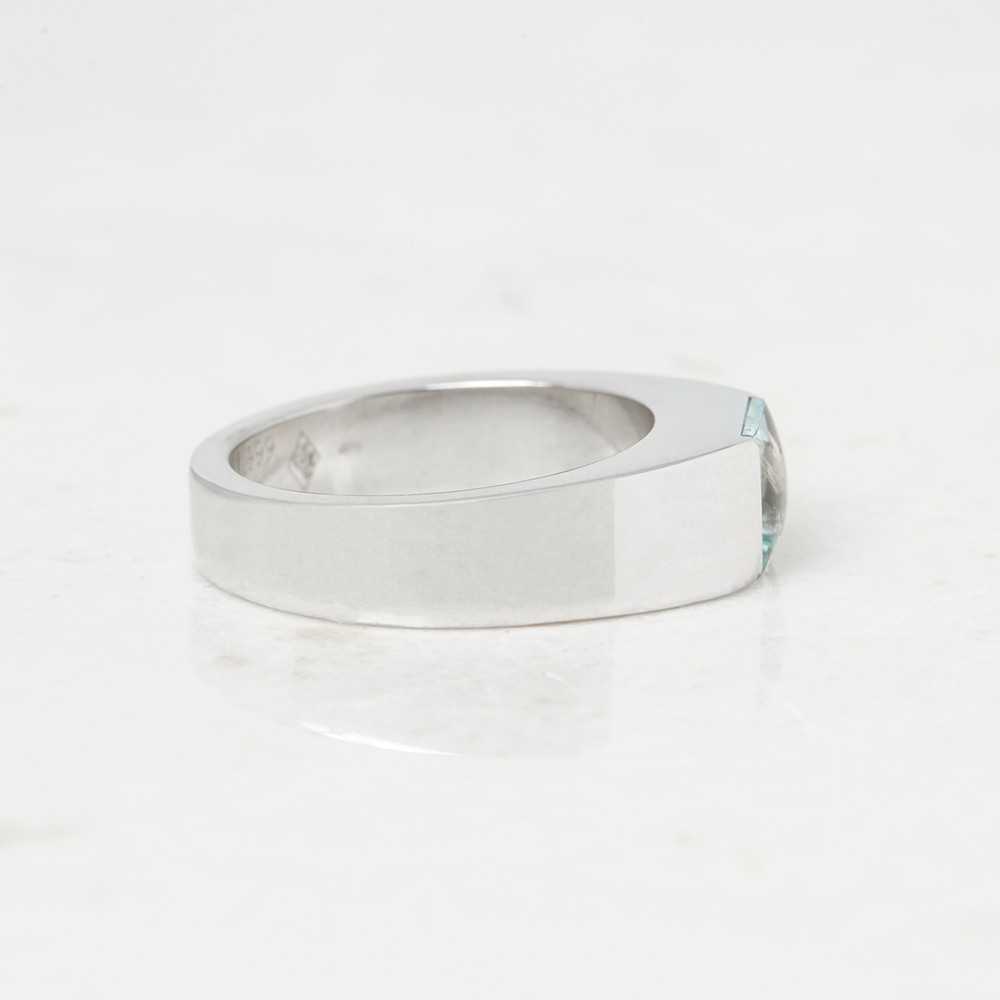 18k White Gold Aquamarine Tank Ring - Image 9 of 11