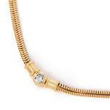 18k Yellow Gold Solitaire Diamond Necklace
