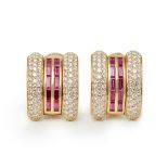 18k Yellow Gold Ruby & Diamond La Strada Earrings