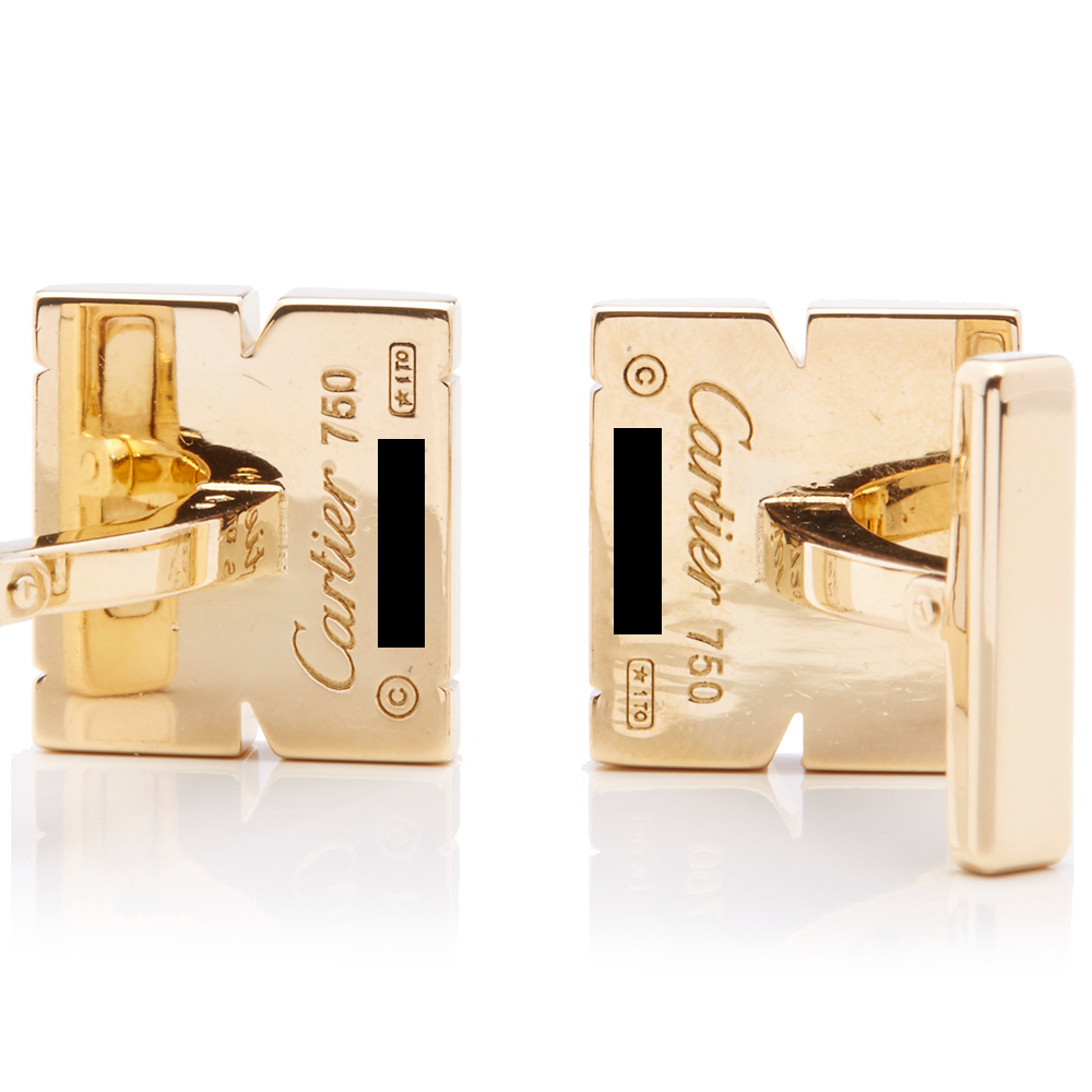 18k Yellow Gold Diamond Tank Francaise Cufflinks - Image 5 of 10