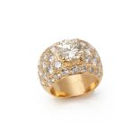 18k Yellow Gold Diamond Boucheron Set Cocktail Ring