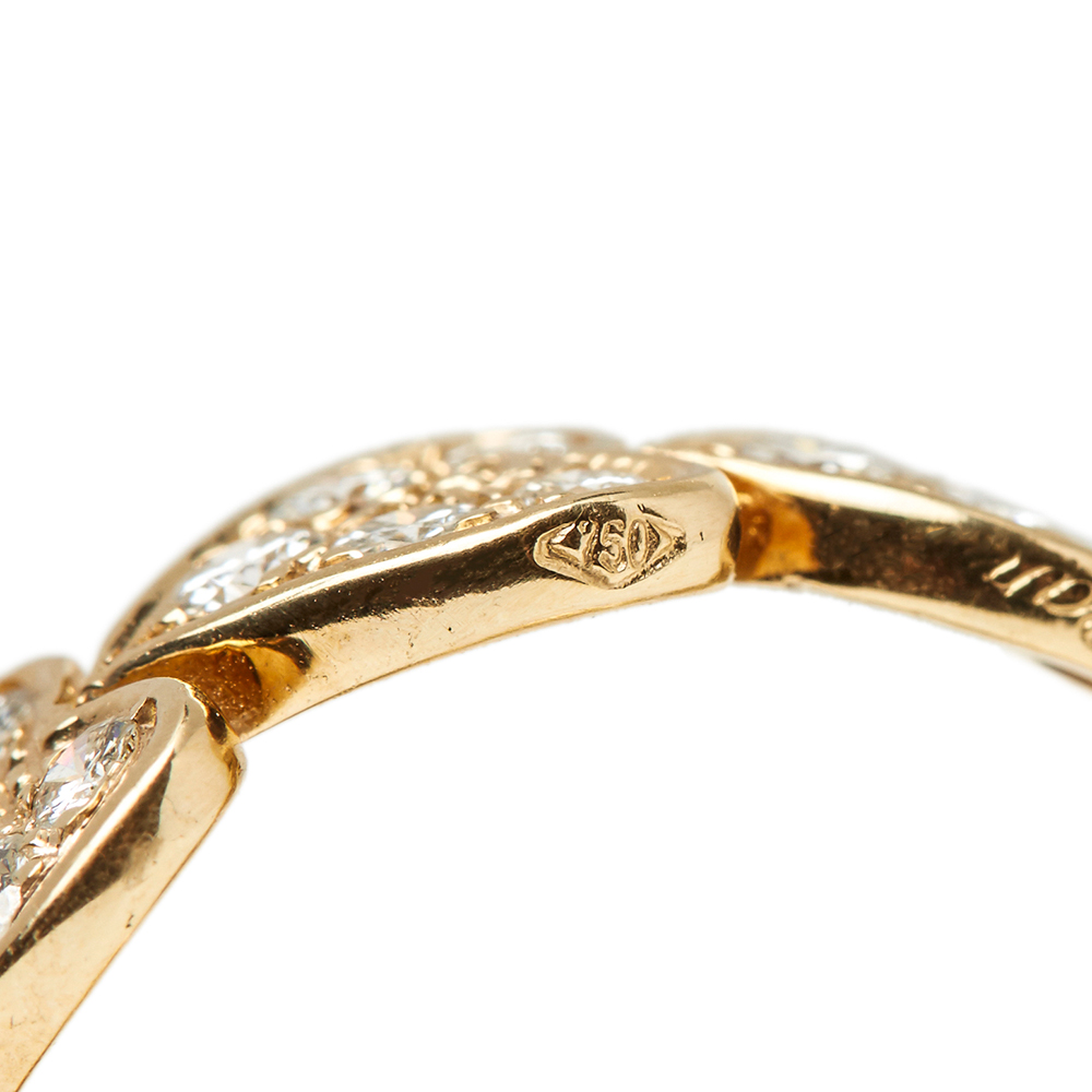 18k Yellow Gold Diamond Heart Design Band Ring - Image 5 of 11