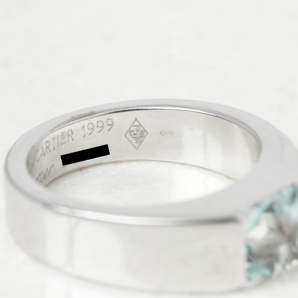 18k White Gold Aquamarine Tank Ring - Image 4 of 11