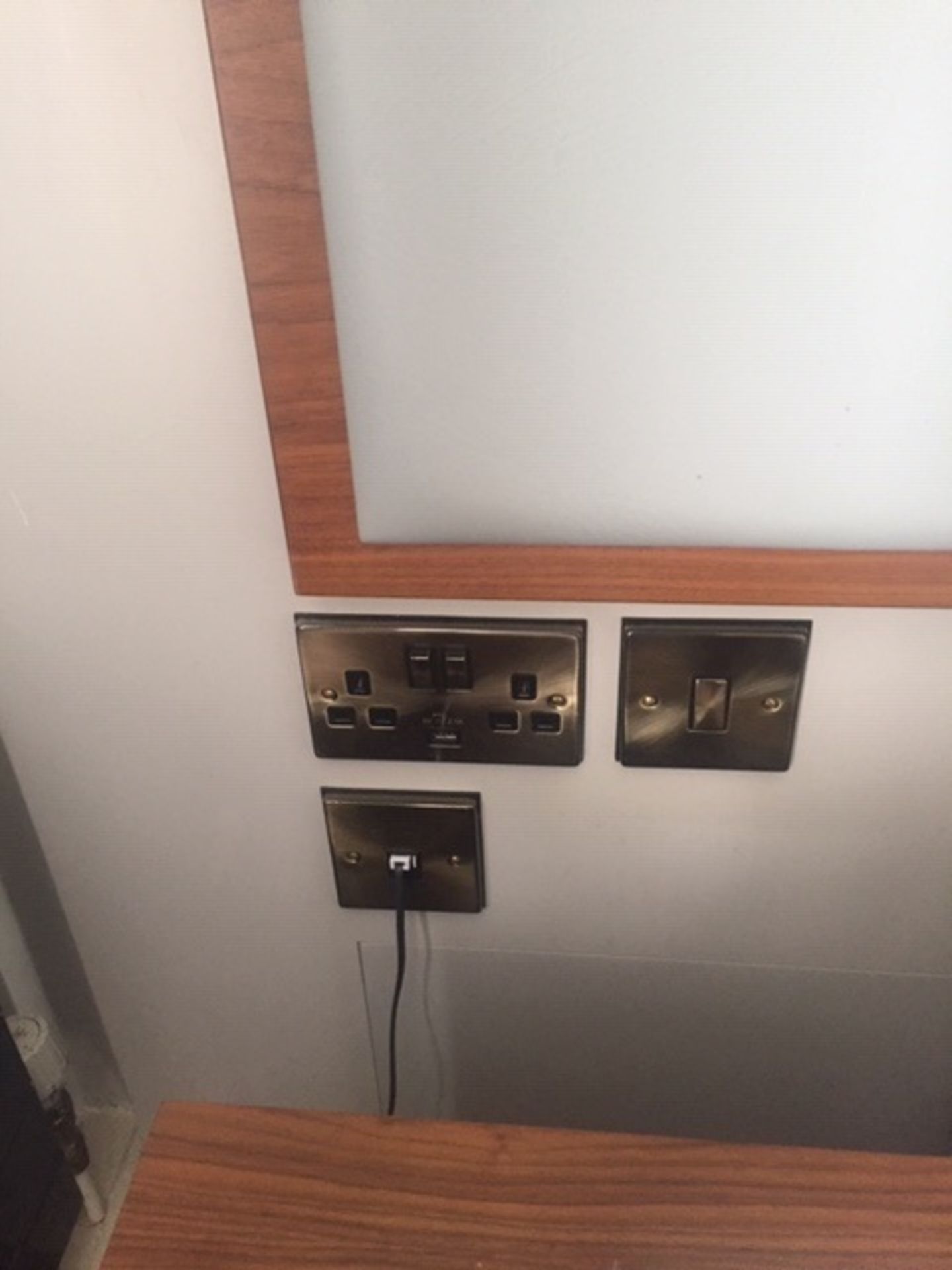 Wall panel with headboard, light fittings and switches - Image 2 of 4