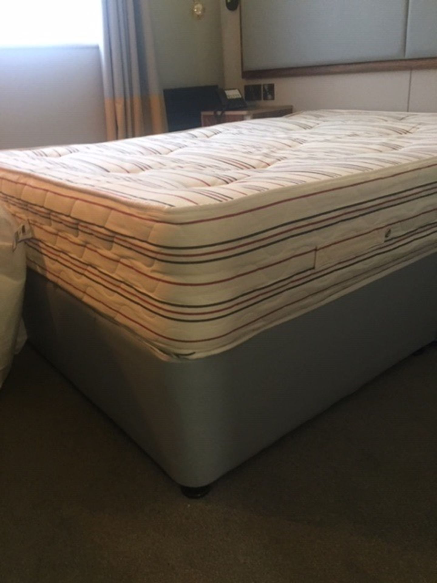 Standard double grey divan bed base and sprung mattress - excellent condition - Image 6 of 8