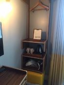 Wall mounted wood hanging unit with rail and shelves - excellent condition