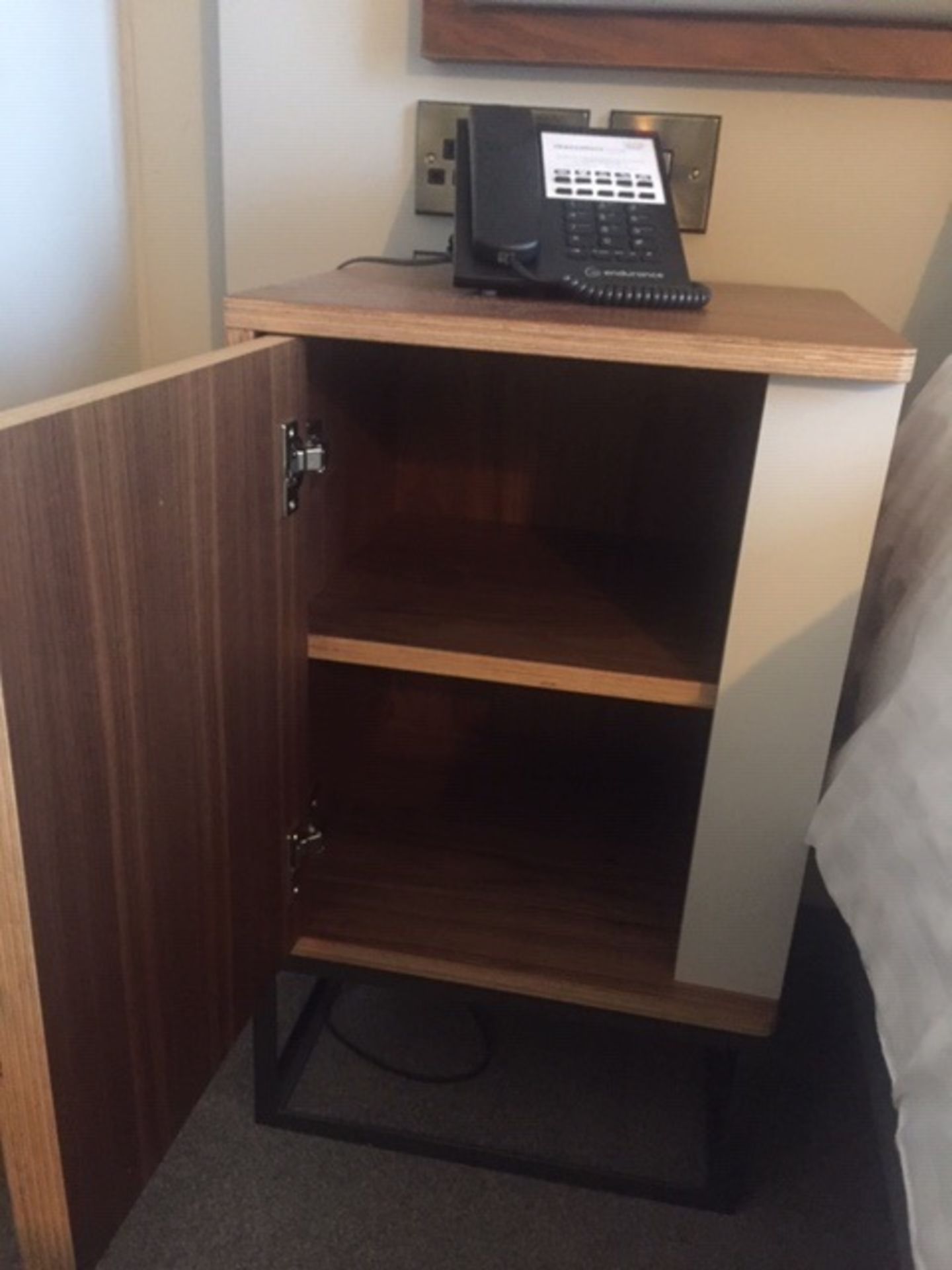 Wood Bedside cupboard with internal self - matching other items listed. Commercial quality. - Image 2 of 4