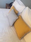 Piped edged yellow and grey half sized cushions - commercial quality