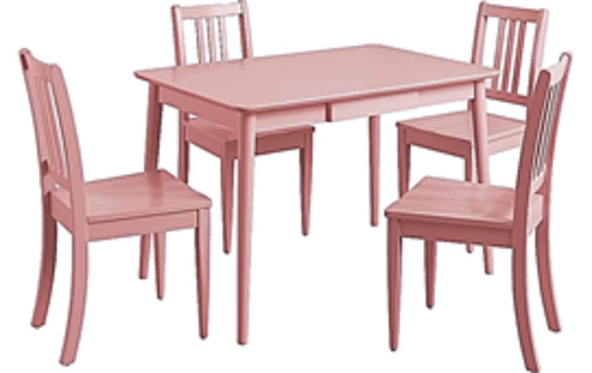 Solid Wooden Pink table with 4 Wooden pink chairs