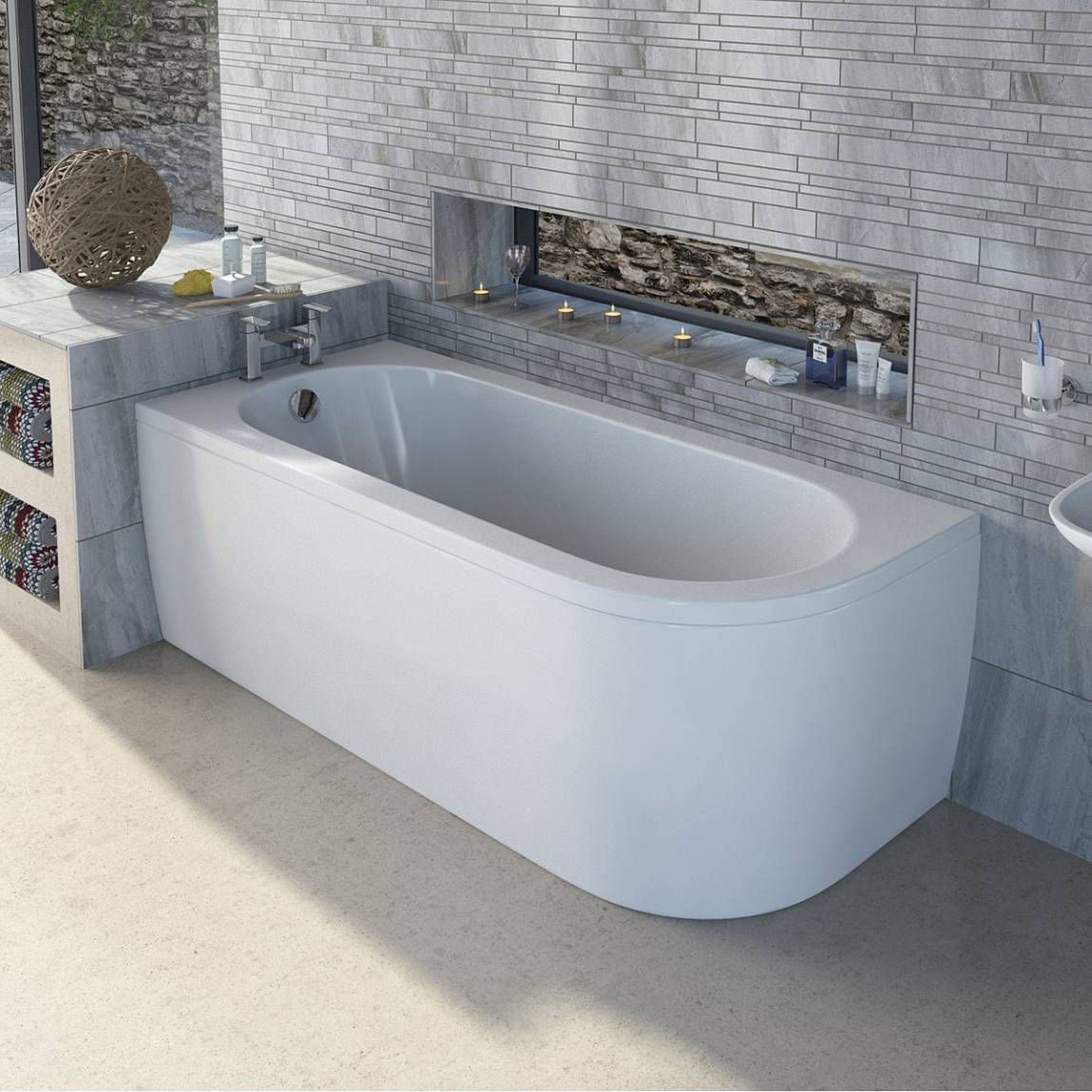 (RK7) 1700x750mm Denver Corner Back to Wall Bath . RRP £449.99. Comes complete with side panel... - Image 3 of 3