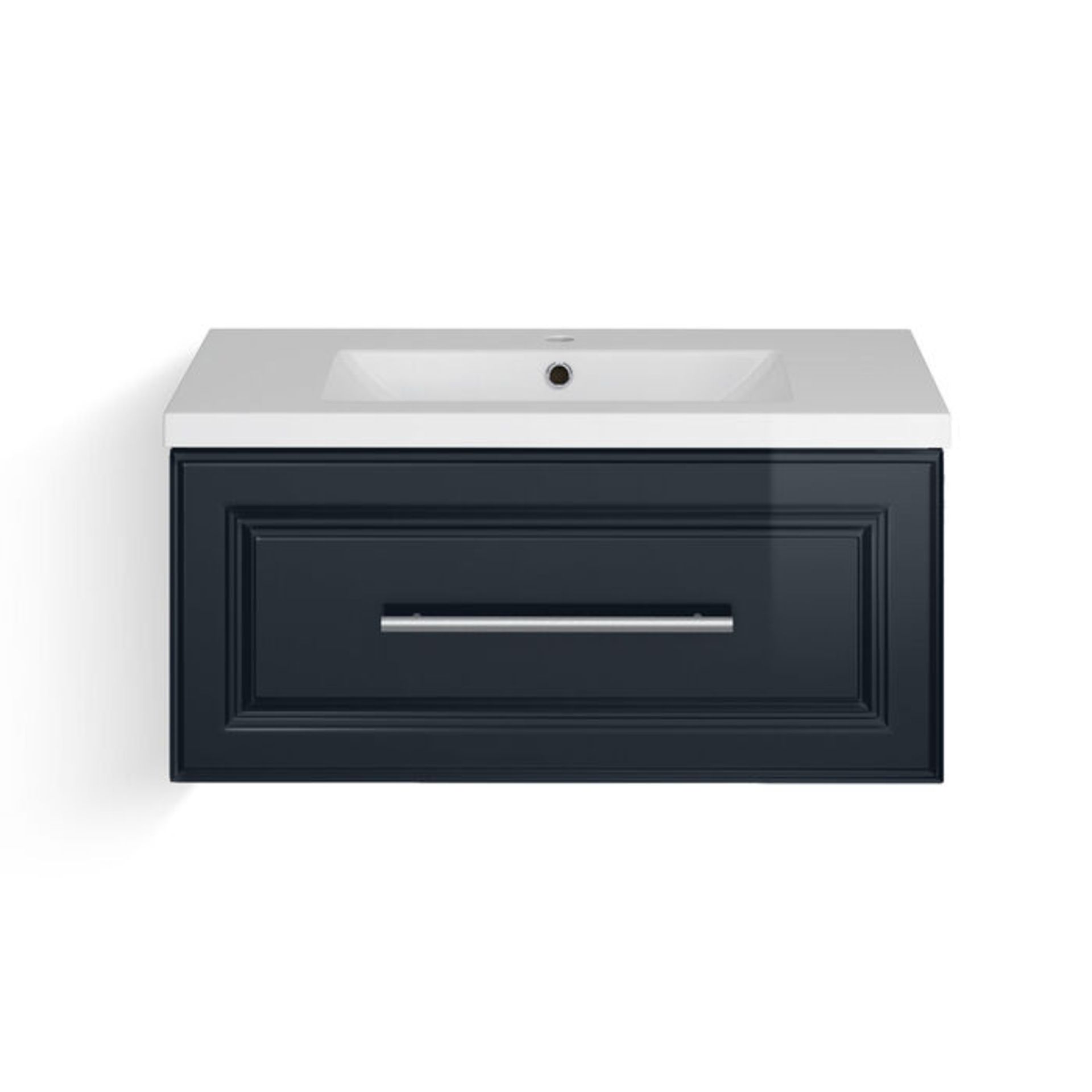 (RK5) 800mm Arden Gloss Black Blue Vanity Unit - Wall Hung. RRP £499.99. Comes complete with b... - Image 4 of 5