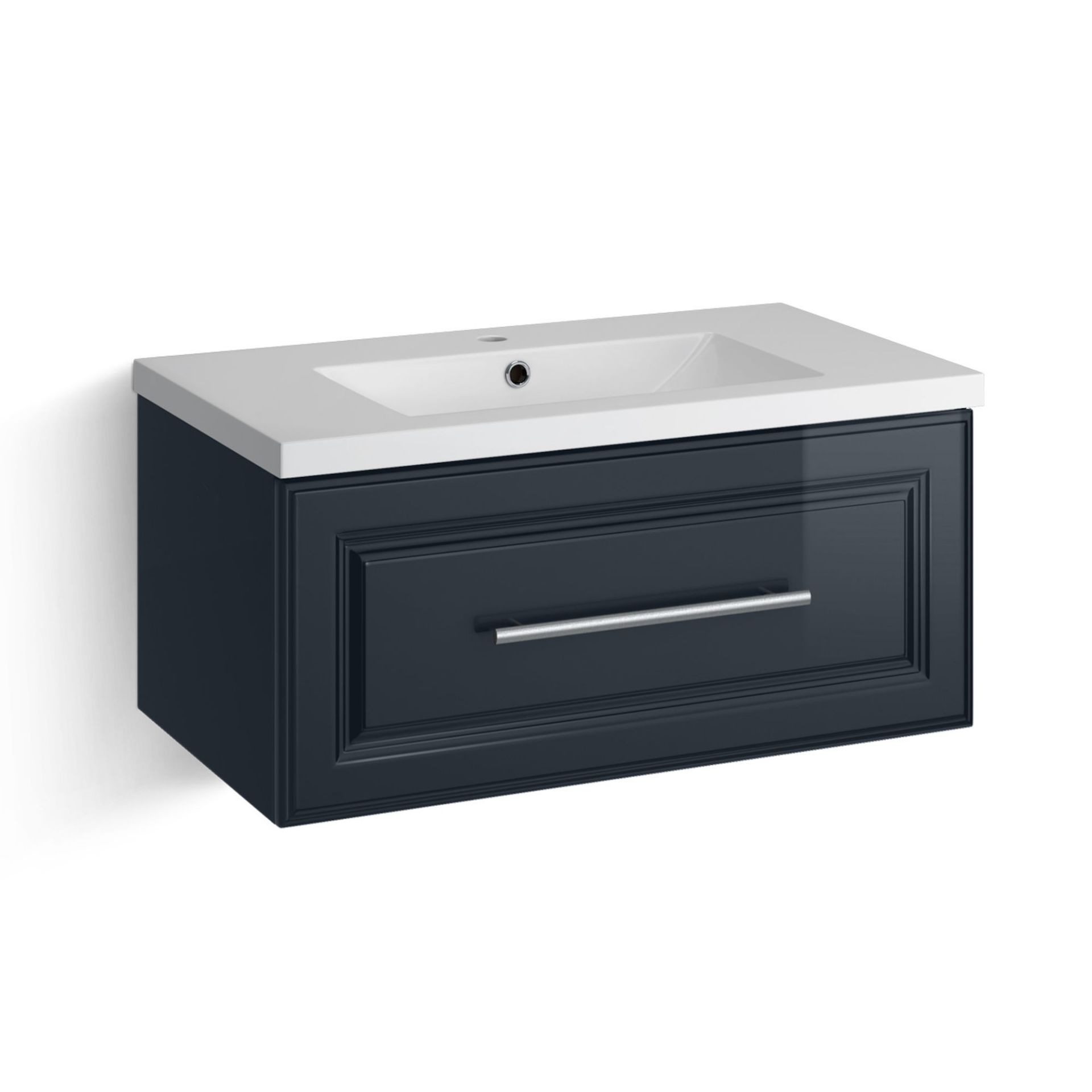 (RK5) 800mm Arden Gloss Black Blue Vanity Unit - Wall Hung. RRP £499.99. Comes complete with b... - Image 5 of 5