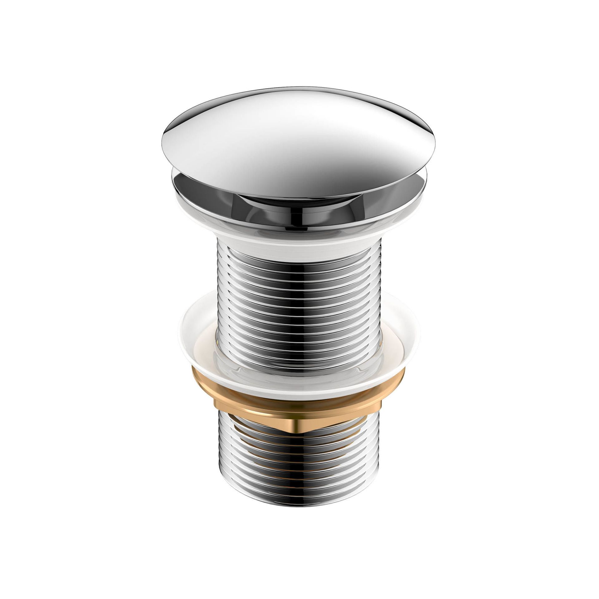 (RK1026) Basin Waste - Unslotted Push Button Pop-Up Made with zinc with solid brass components...