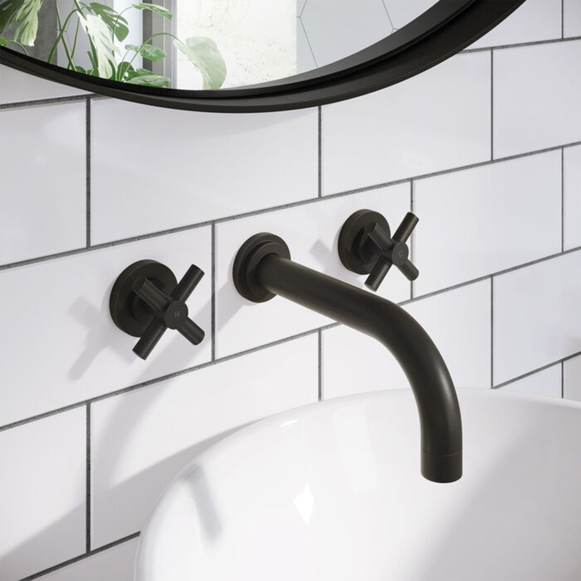 (RK1032) Austin Crosshead Black Wall Mounted Sink Tap. RRP £149.99. Luxurious sleek matte fini... - Image 3 of 4