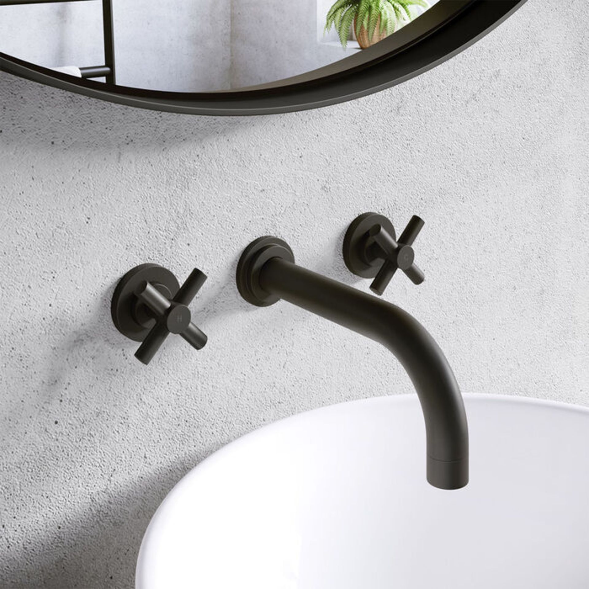 (RK1032) Austin Crosshead Black Wall Mounted Sink Tap. RRP £149.99. Luxurious sleek matte fini... - Image 2 of 4