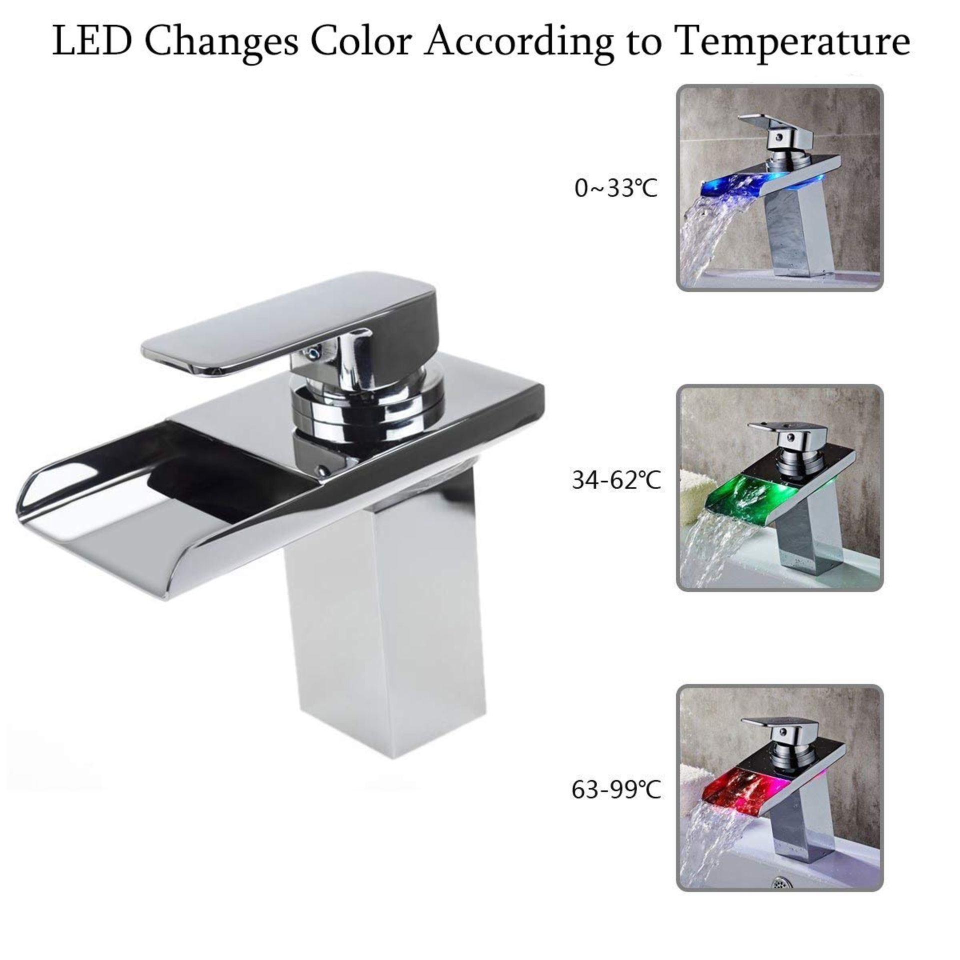 (RK1016) GROHES Colour Changing LED Light Bathroom Basin Monobloc Tap Temperature Sensor - Sing... - Image 2 of 4