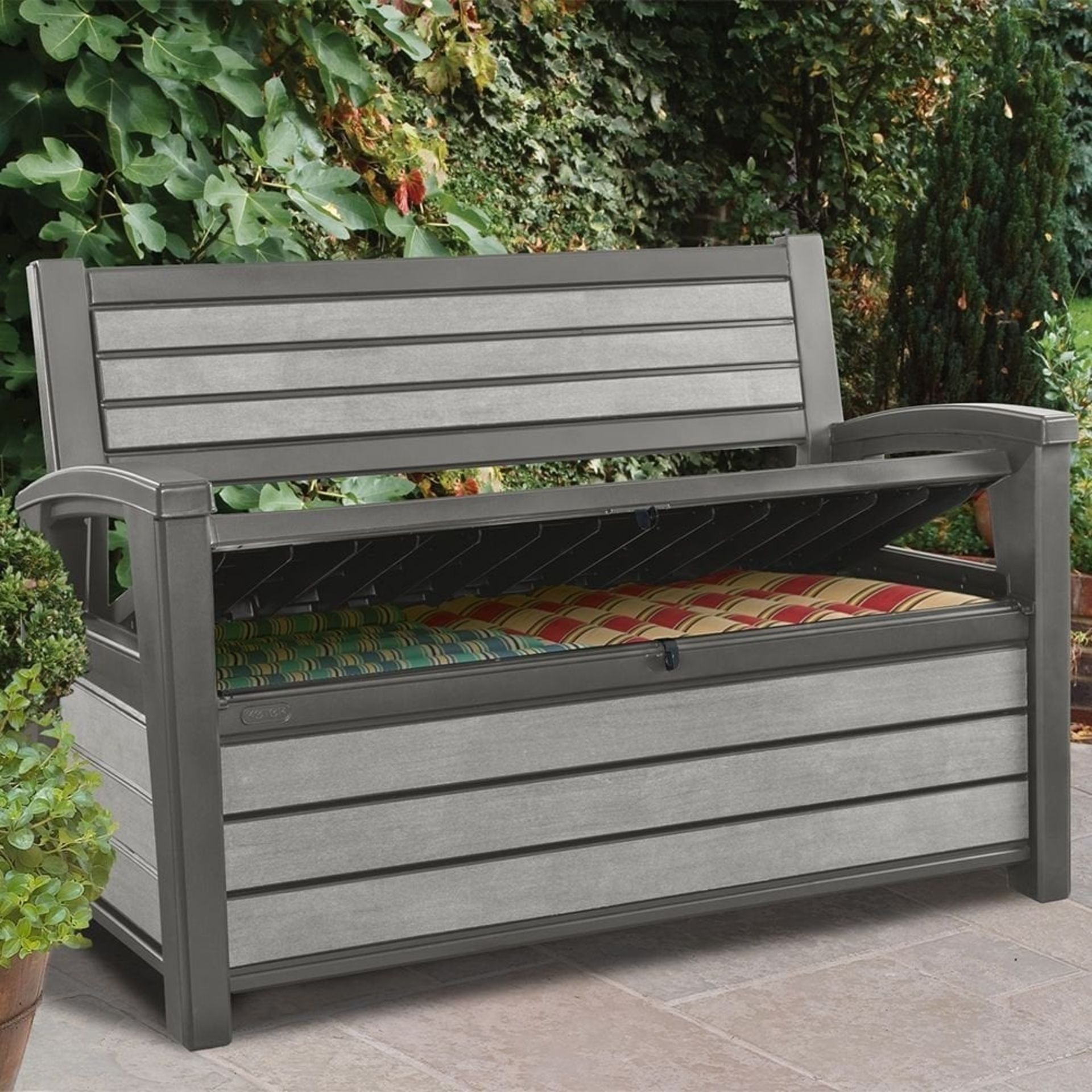 Keter Hudson plastic garden storage bench Maintenance free, Can be left outside all year long! Large - Image 2 of 2