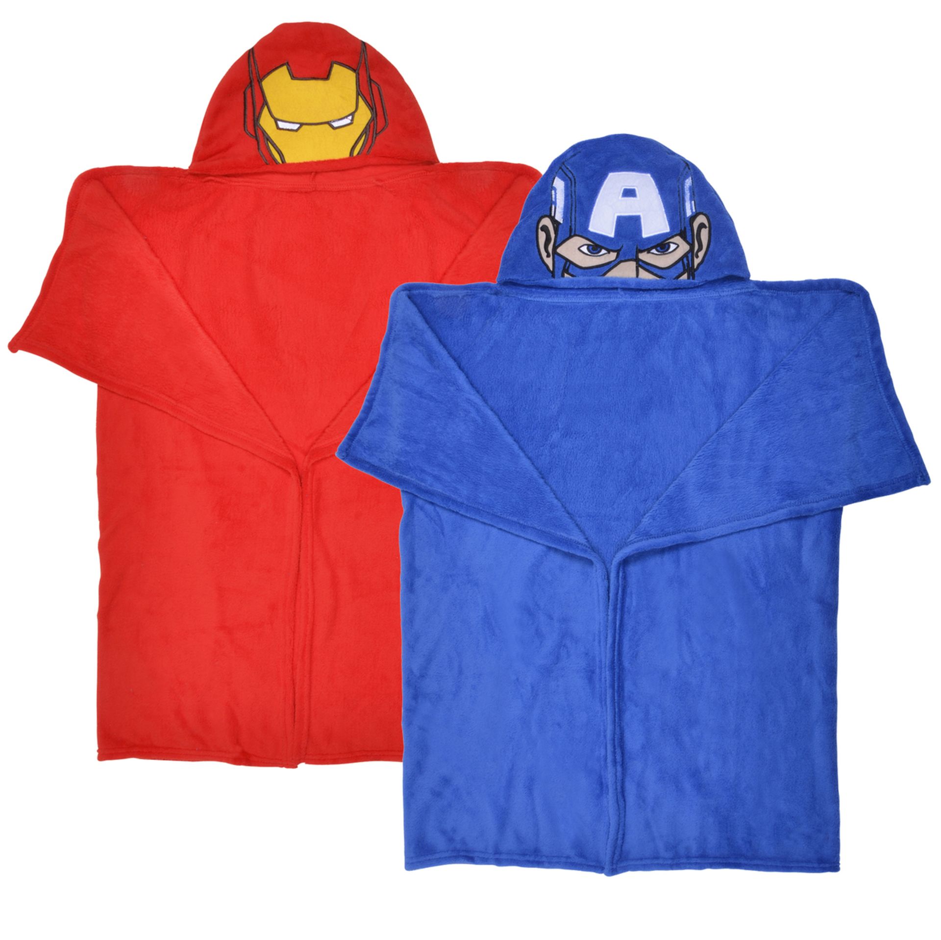 100pcs Brand new Sealed Marvel Captain America & Iron man Cuddle Blanket with hood