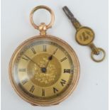 14kt Gold Fob Watch With Key