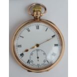 9ct Gold Open Face Pocket Watch Chester 1926