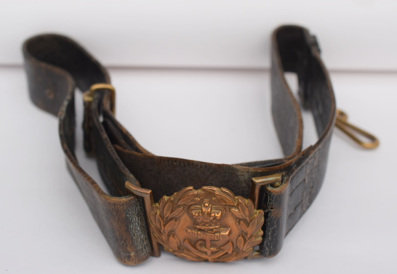 Naval Leather Belt With Fouled Anchor Buckle