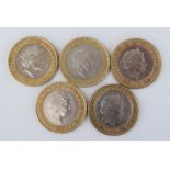 Five Collectable Two Pound Coins including WW1 and Florence Nightingale