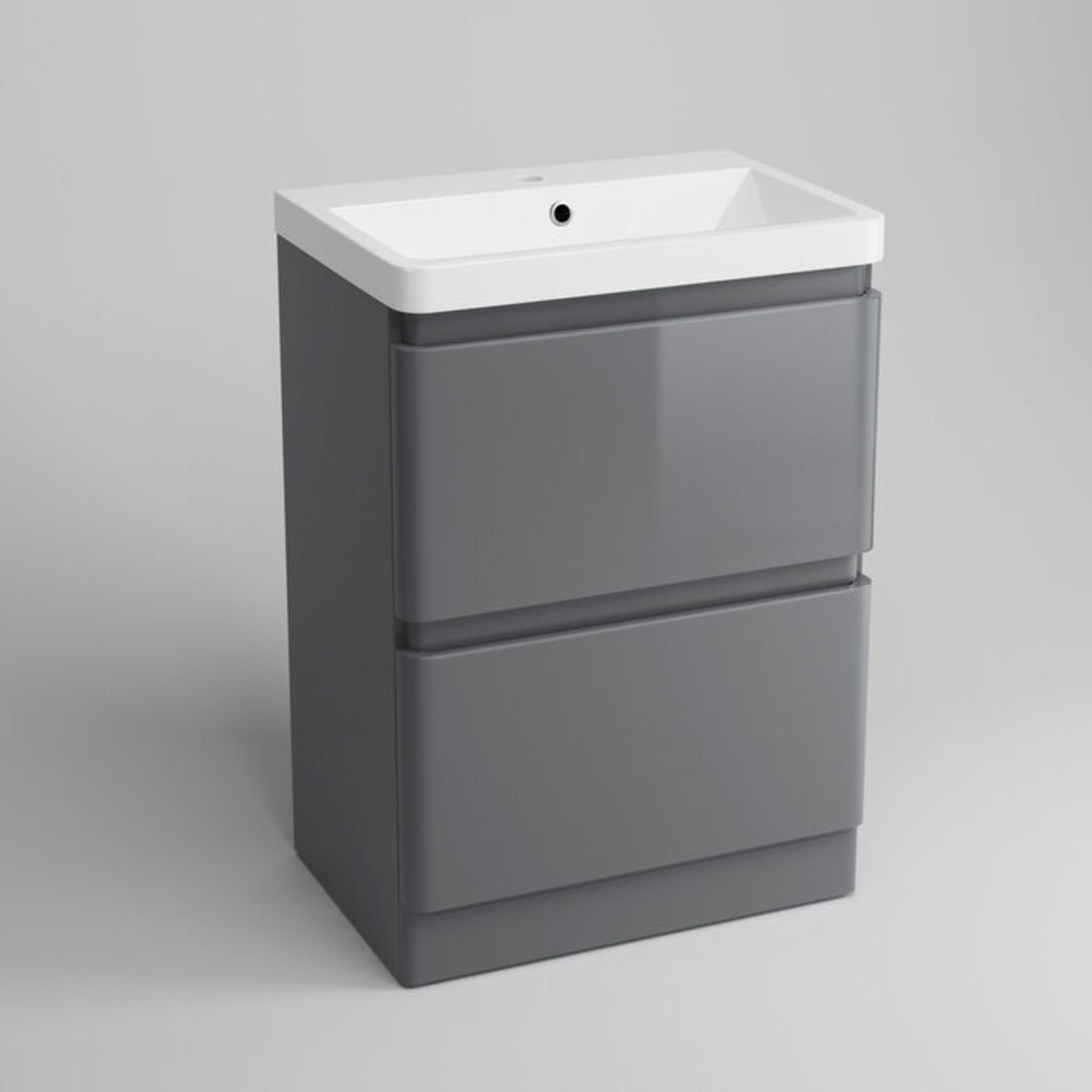 (PM7) 600mm Denver Gloss Grey Built In Sink Drawer Unit - Floor Standing. RRP £499.99. Comes ... - Image 3 of 4