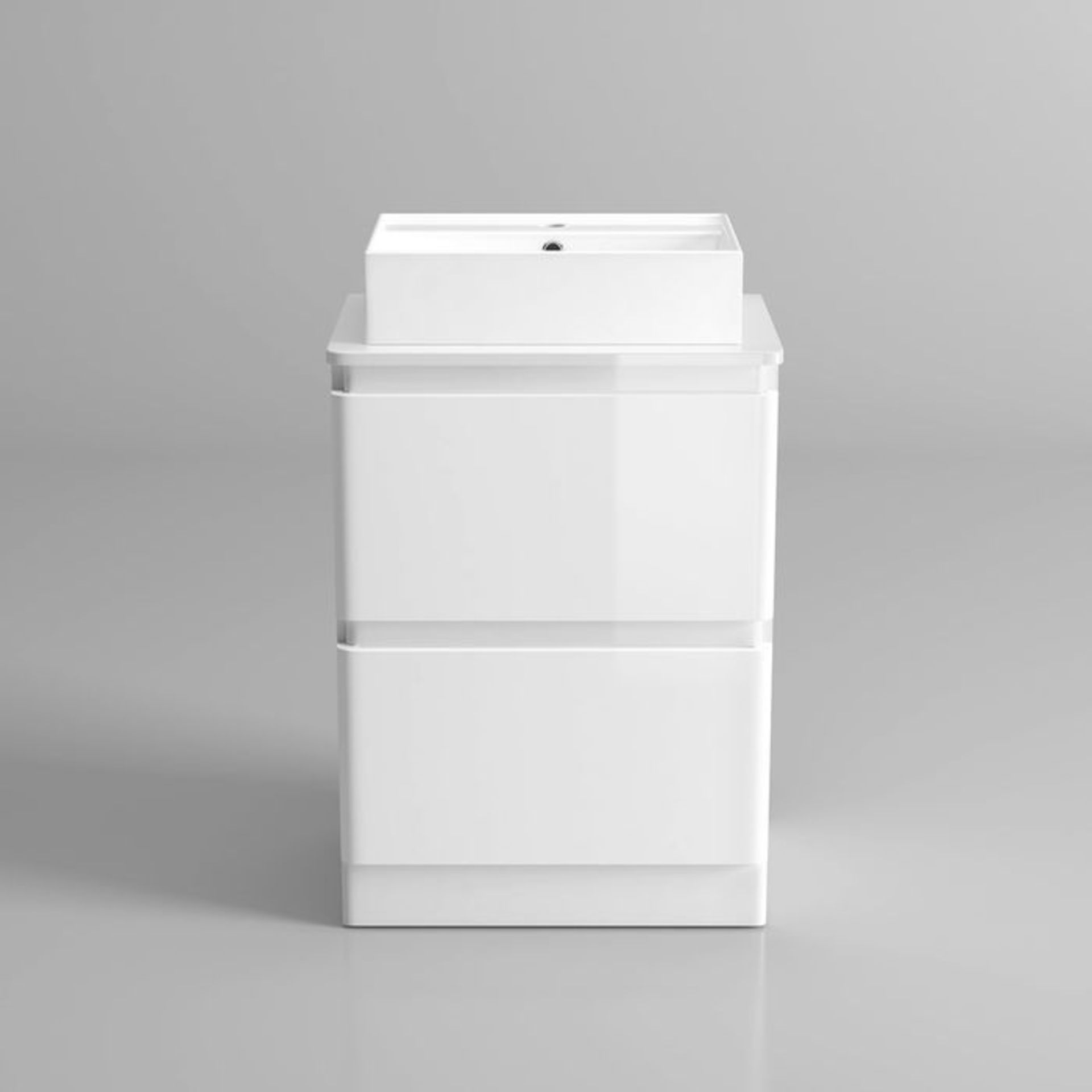 (AD50) 600mm Denver Gloss White Countertop Unit and Elisa Basin - Floor Standing. RRP £499.99. Comes - Image 11 of 11