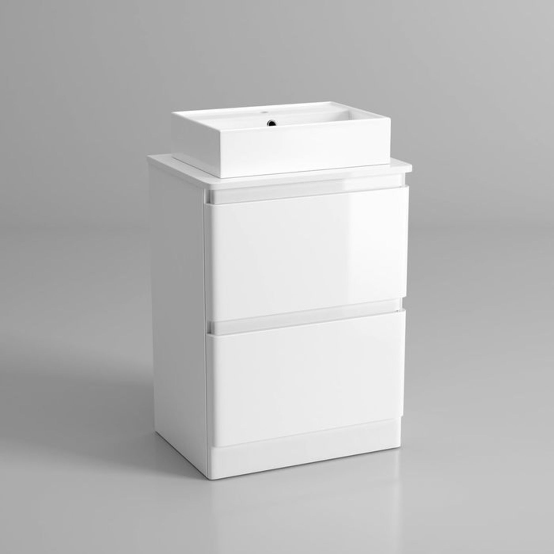 (AD50) 600mm Denver Gloss White Countertop Unit and Elisa Basin - Floor Standing. RRP £499.99. Comes - Image 7 of 11