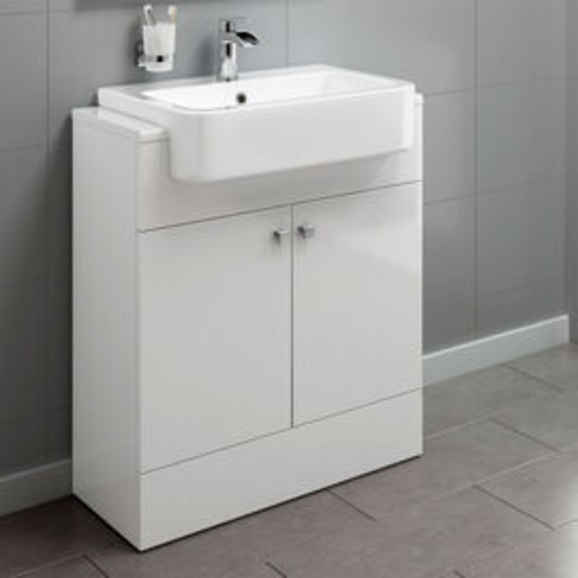 (PM27) 660mm Dayton Gloss White Sink Vanity Unit - Floor Standing. RRP £499.99. Comes complete... - Image 2 of 5