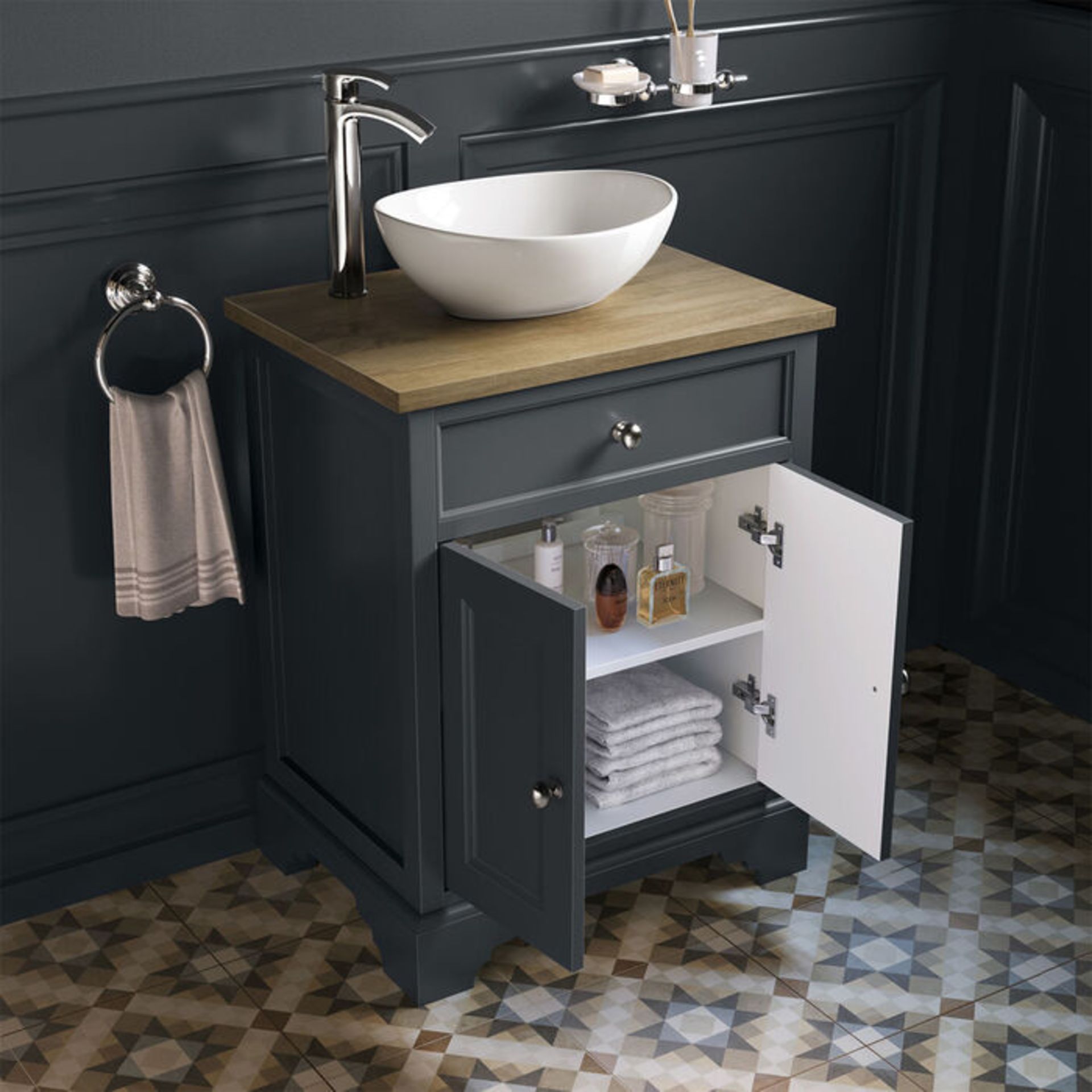 (PM12) 600mm Loxley Charcoal Countertop Unit & Camila Sink - Floor Standing. RRP £799.99. Come... - Image 2 of 5