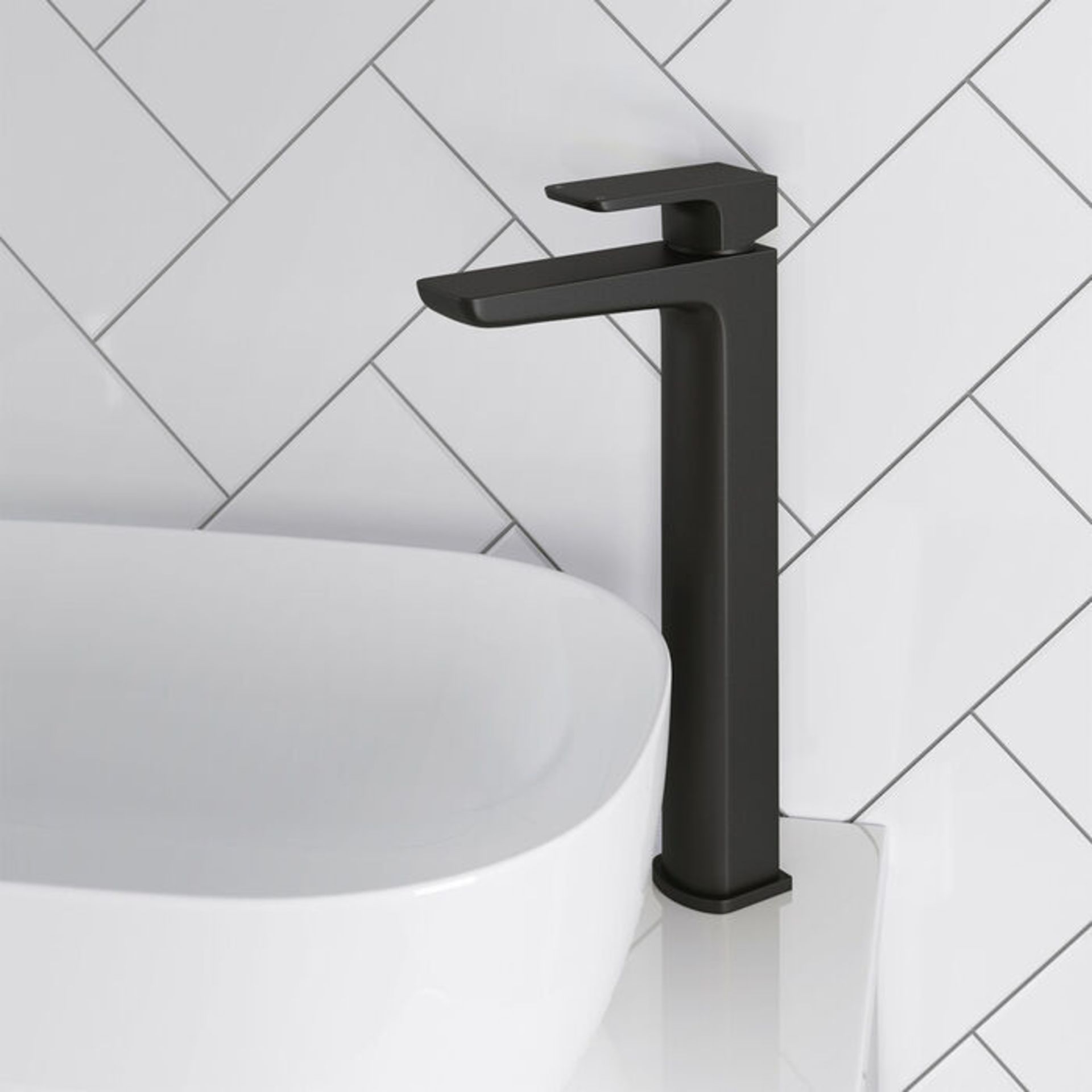 (PM42) Cube Matte Black Countertop Tap. Solid brass valves with ceramic disc technology Manufa... - Image 3 of 3