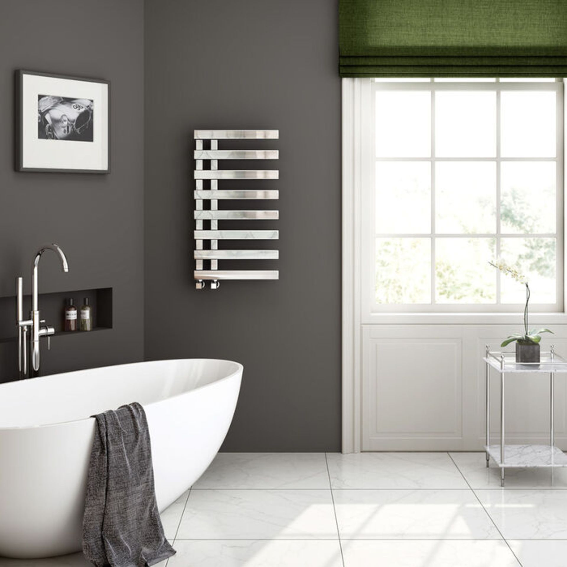 (J8) 800x450mm Chrome Designer Towel Radiator - Flat Panel. RRP £229.99. Enjoy the convenience... - Image 3 of 4