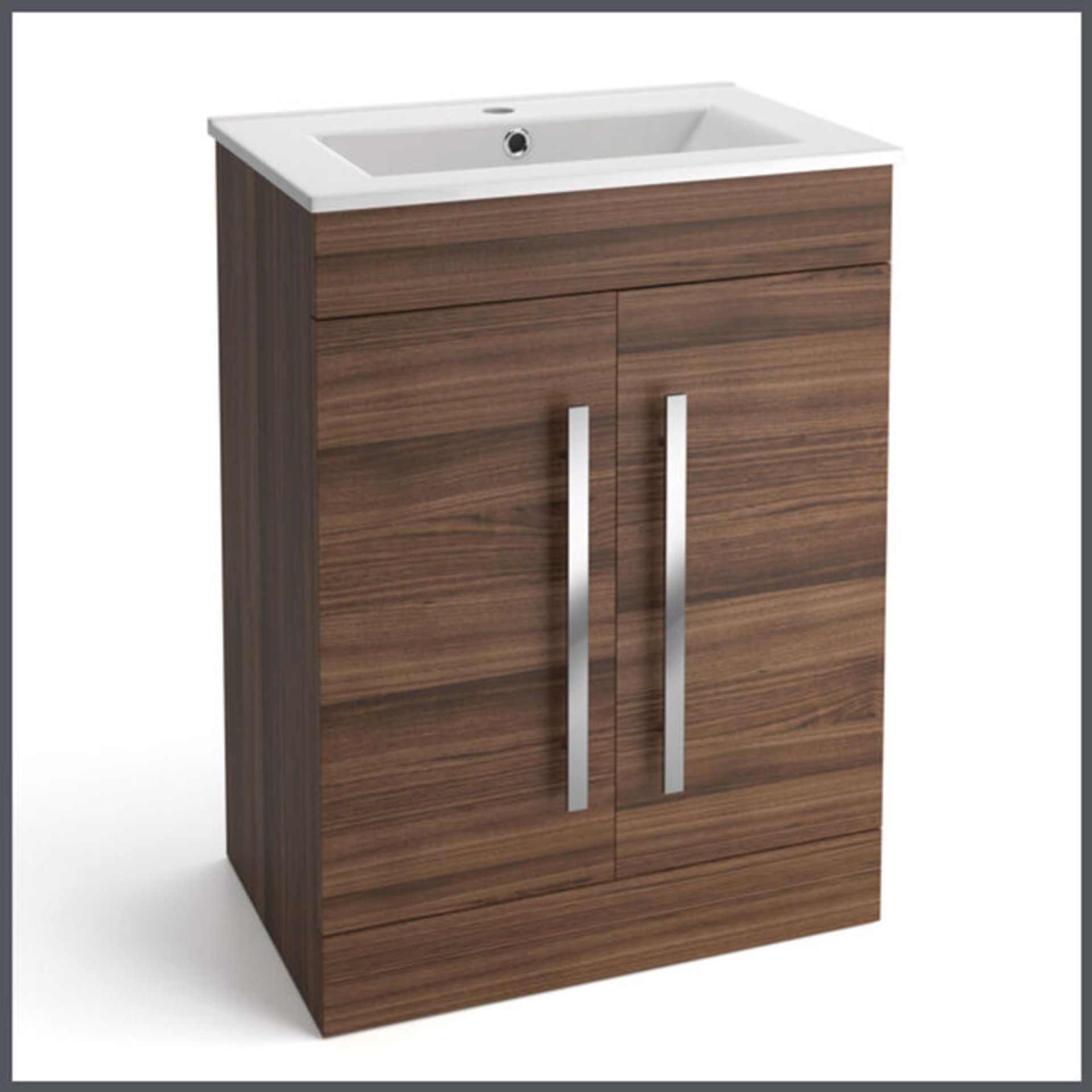 (J28) 600mm Avon Walnut Effect Sink Cabinet - Floor Standing. RRP £499.99. Comes complete with... - Image 4 of 4