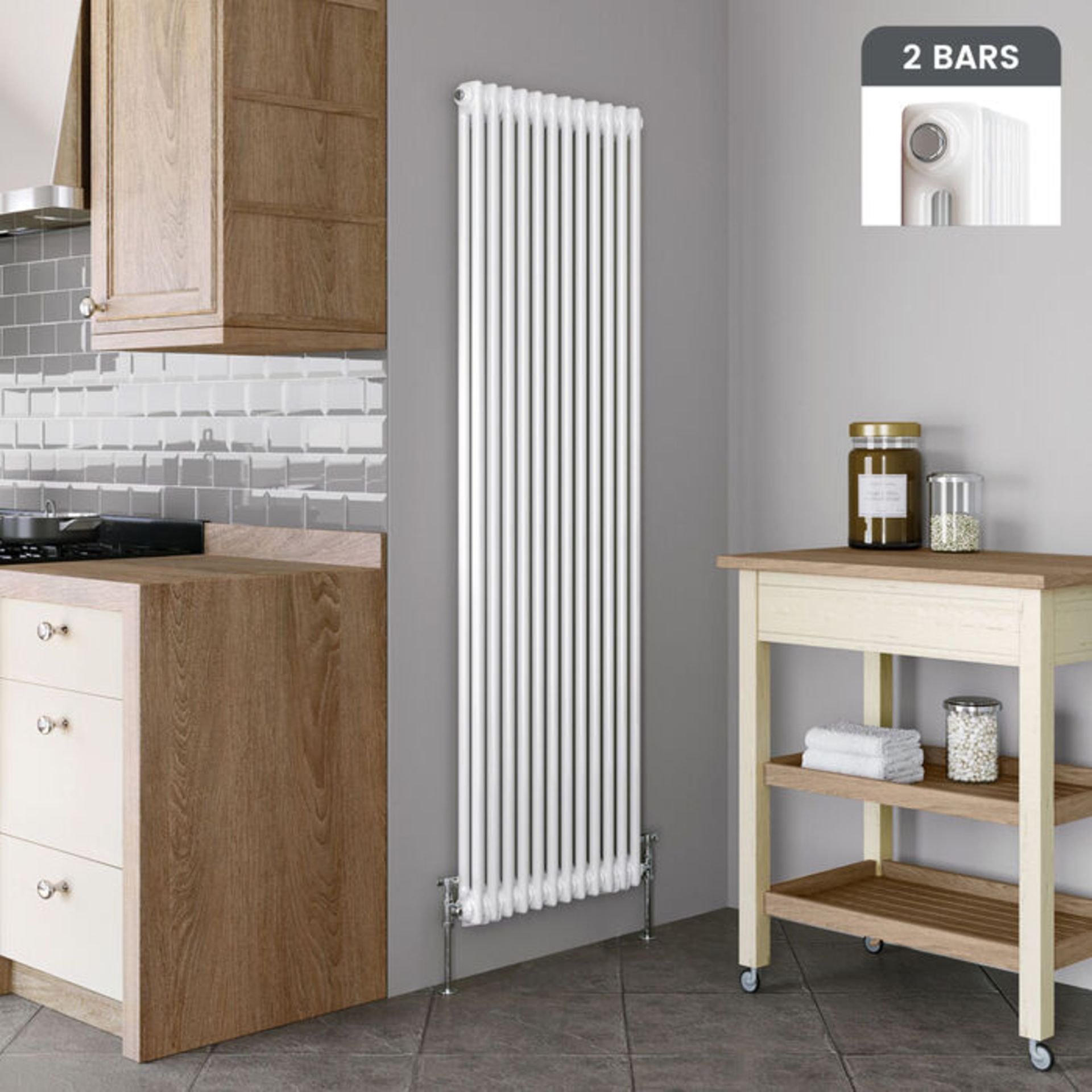 (J48) 2000x490mm White Double Panel Vertical Colosseum Traditional Radiator. RRP £519.99. For ... - Image 3 of 4