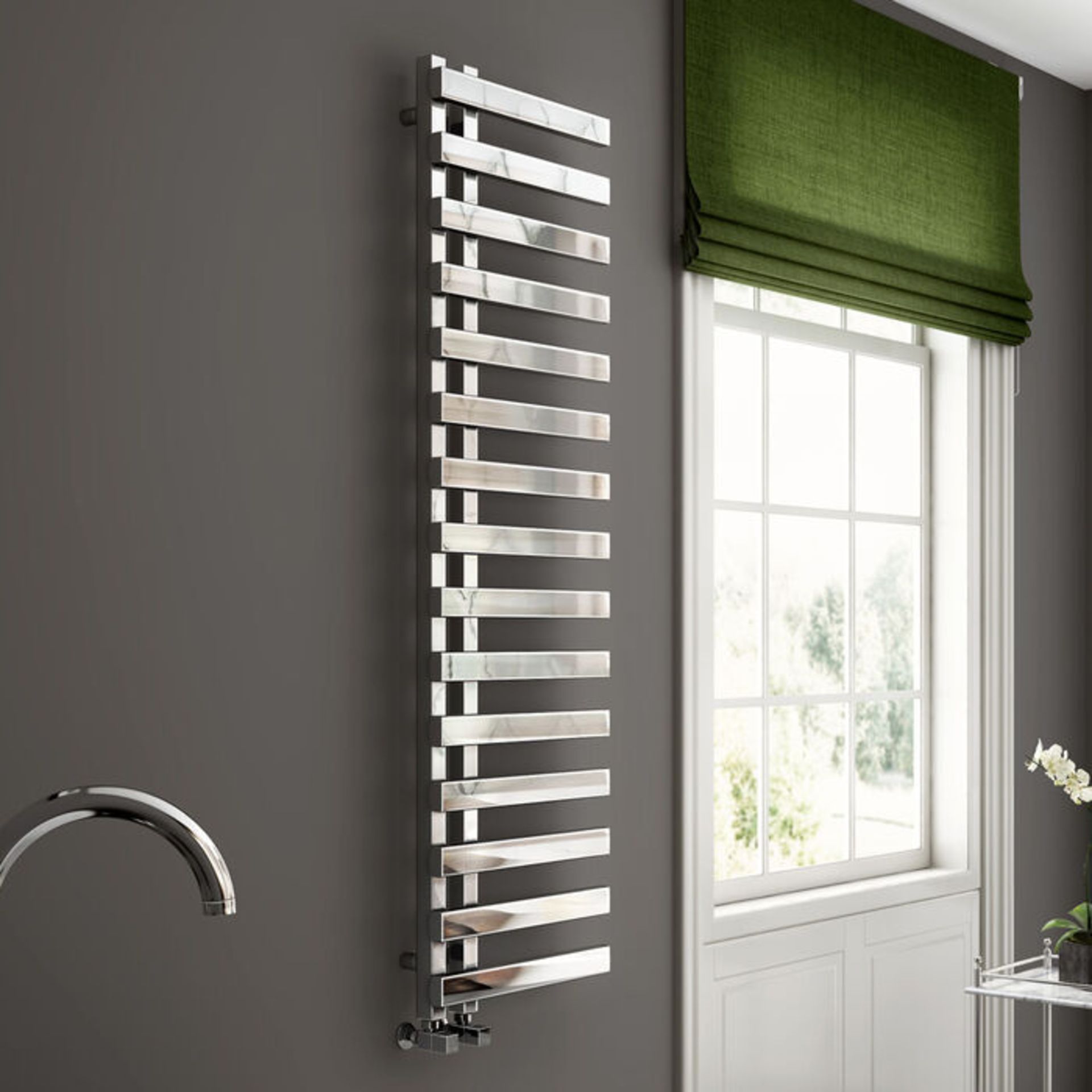 (J52) 1200x500mm Chrome Designer Towel Radiator - Flat Panel. RRP £499.99. Enjoy the convenien... - Image 2 of 3