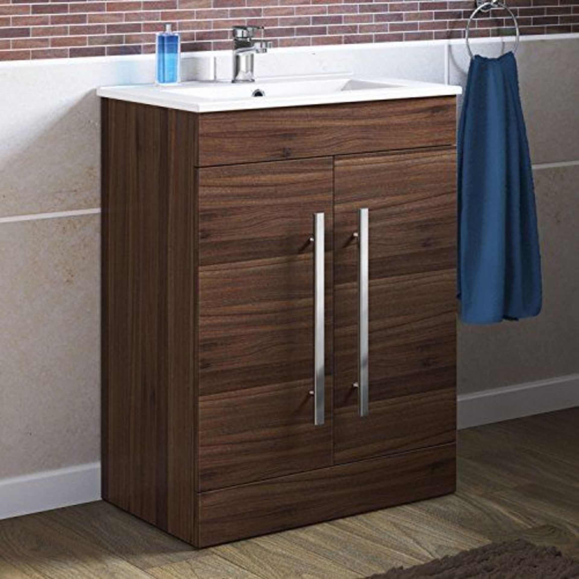 (J28) 600mm Avon Walnut Effect Sink Cabinet - Floor Standing. RRP £499.99. Comes complete with... - Image 3 of 4