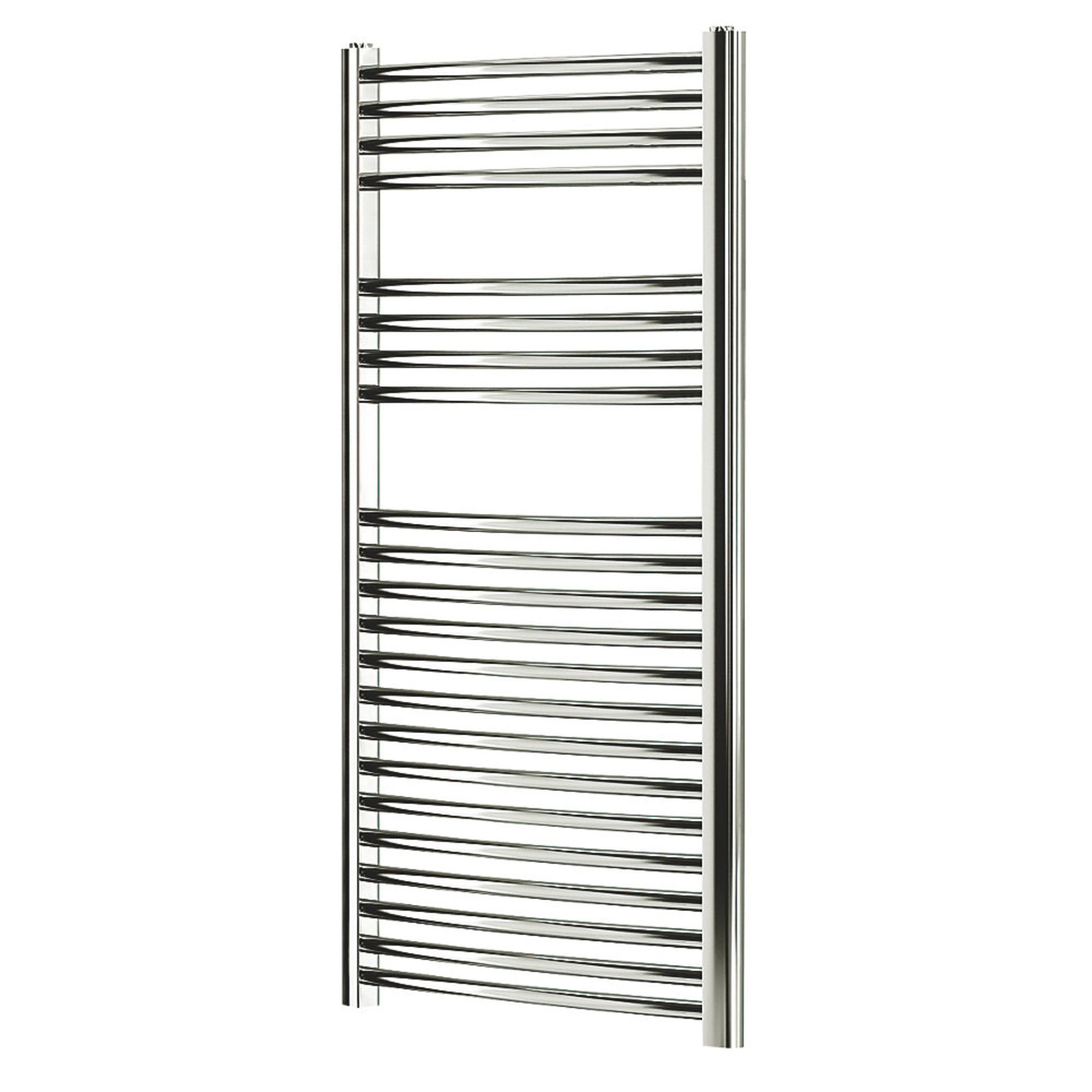 (MC186) 1100 X 450MM CURVED TOWEL RADIATOR CHROME. Curved Chrome-Plated Mild Steel Construction This - Image 2 of 2