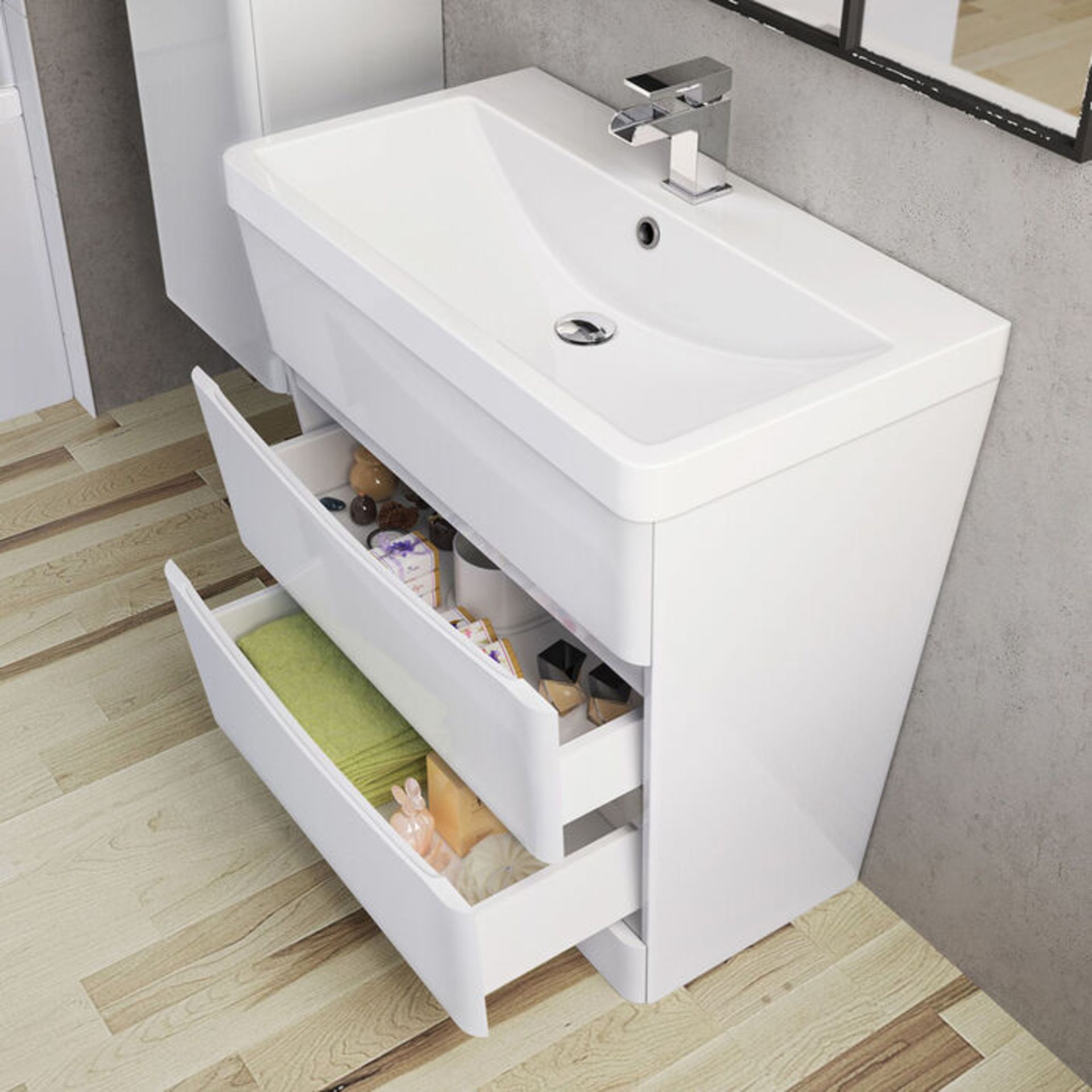 (G12) 800mm Austin II Gloss White Sink Drawer Unit - Floor Standing. RRP £549.99. Comes comple... - Image 2 of 4