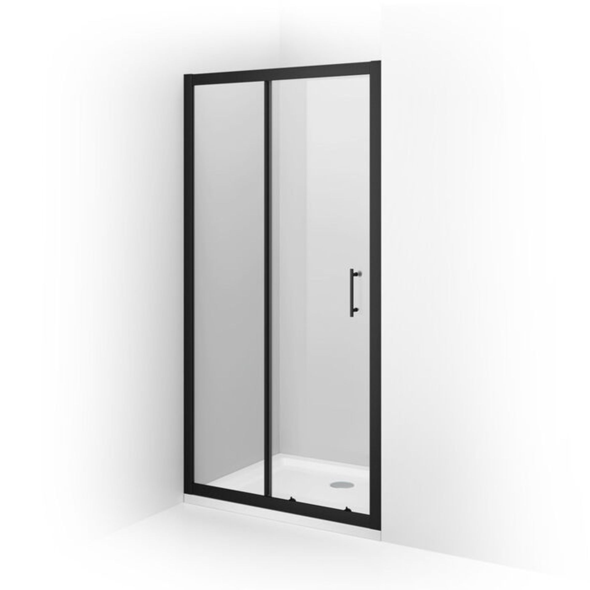 (G40) 1000mm - 6mm Black Frame Sliding Shower Door. RRP £399.99. Stylish matte black finish fr... - Image 4 of 4