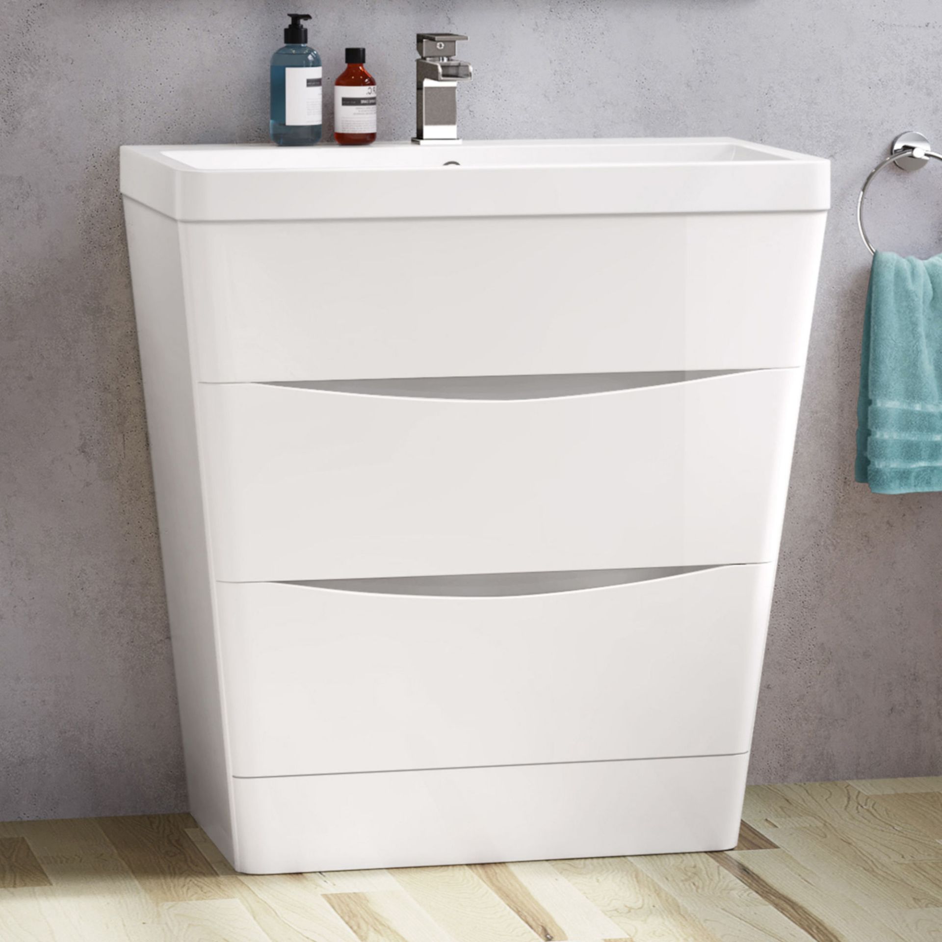 (G12) 800mm Austin II Gloss White Sink Drawer Unit - Floor Standing. RRP £549.99. Comes comple...