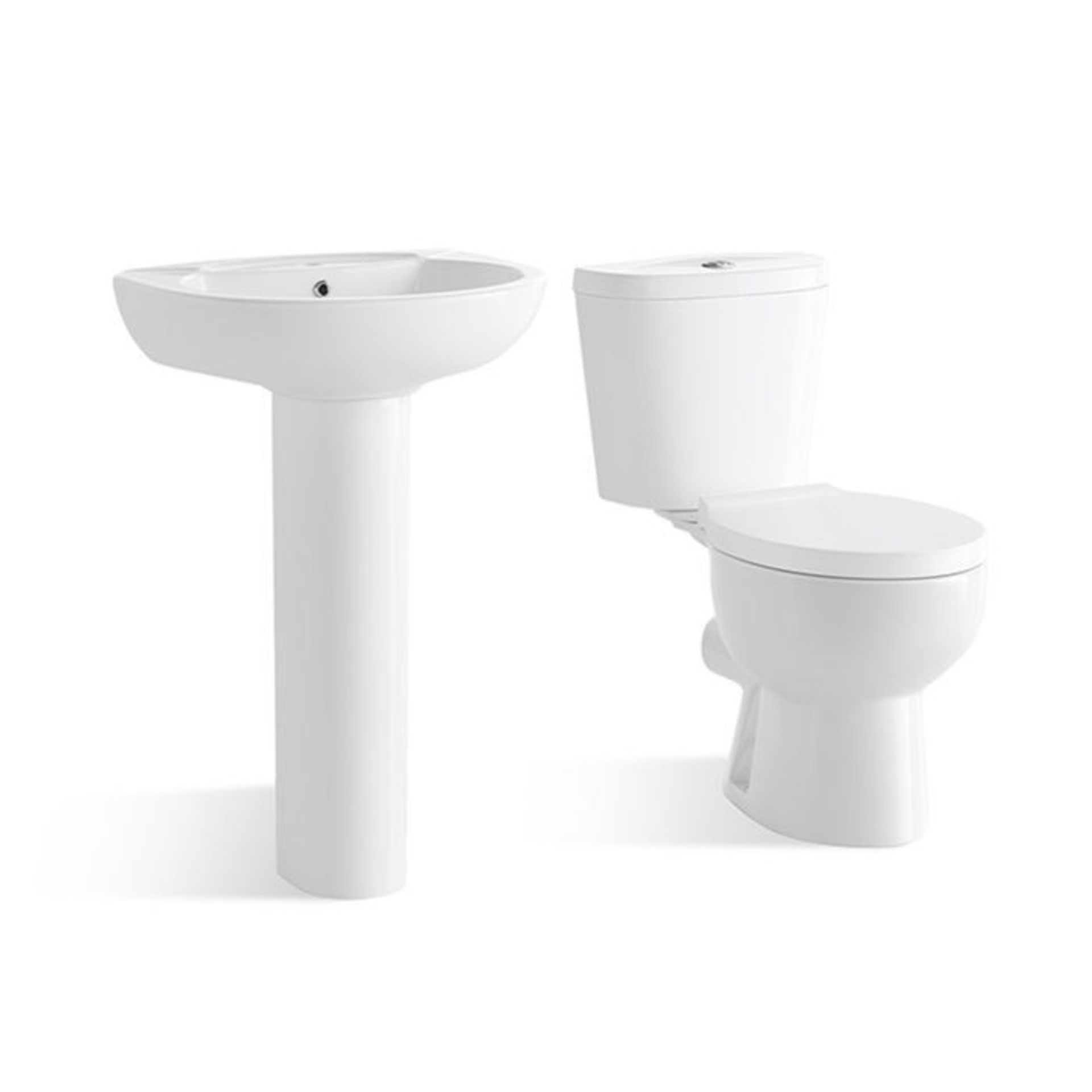 Close Coupled Toilet & Pedestal Sink Set. Made from White Vitreous China and finished in a hig... - Image 2 of 2