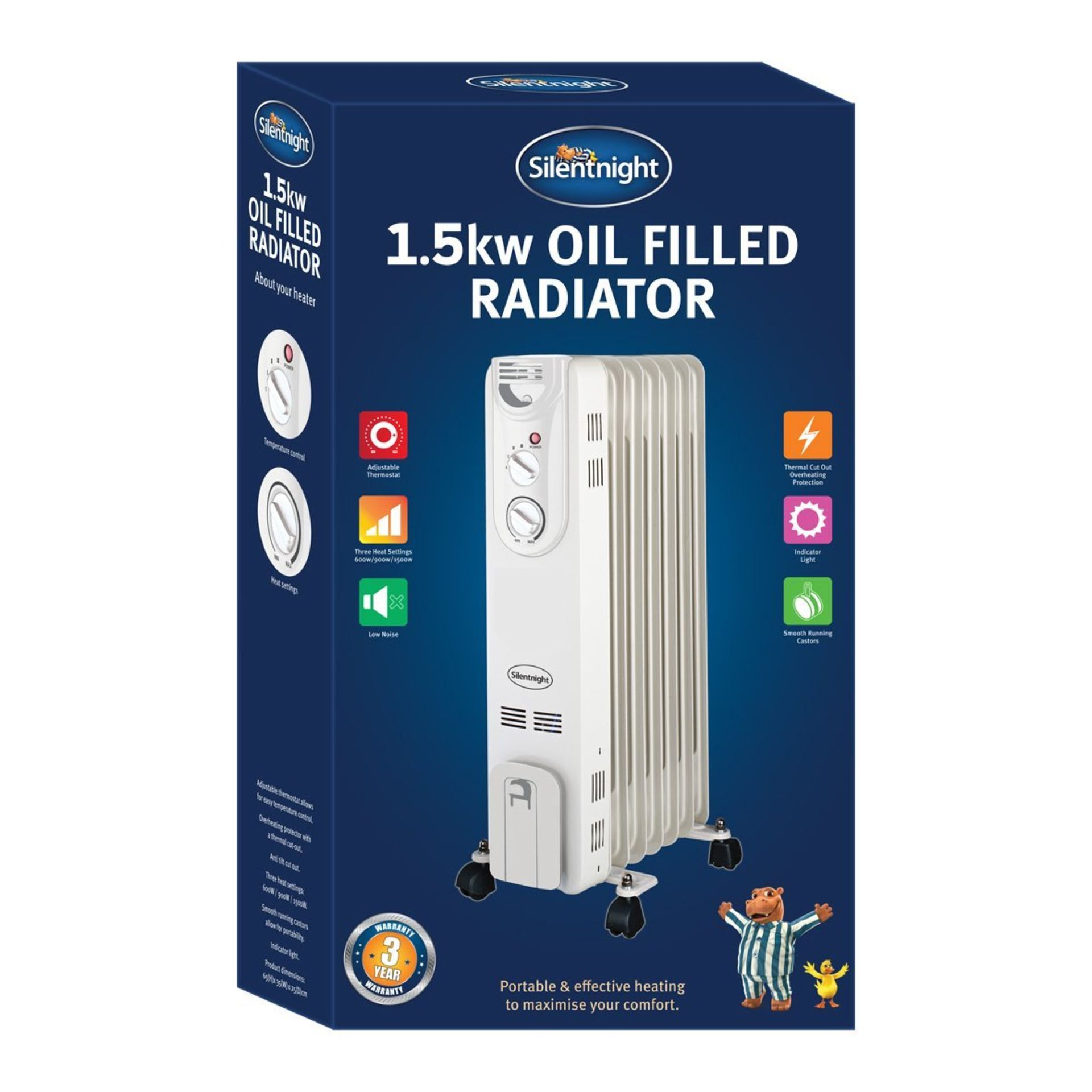 (G51) Silentnight Oil Radiator, 1500 W. Silentnight Brand - The Secret to a great nights sleep ...