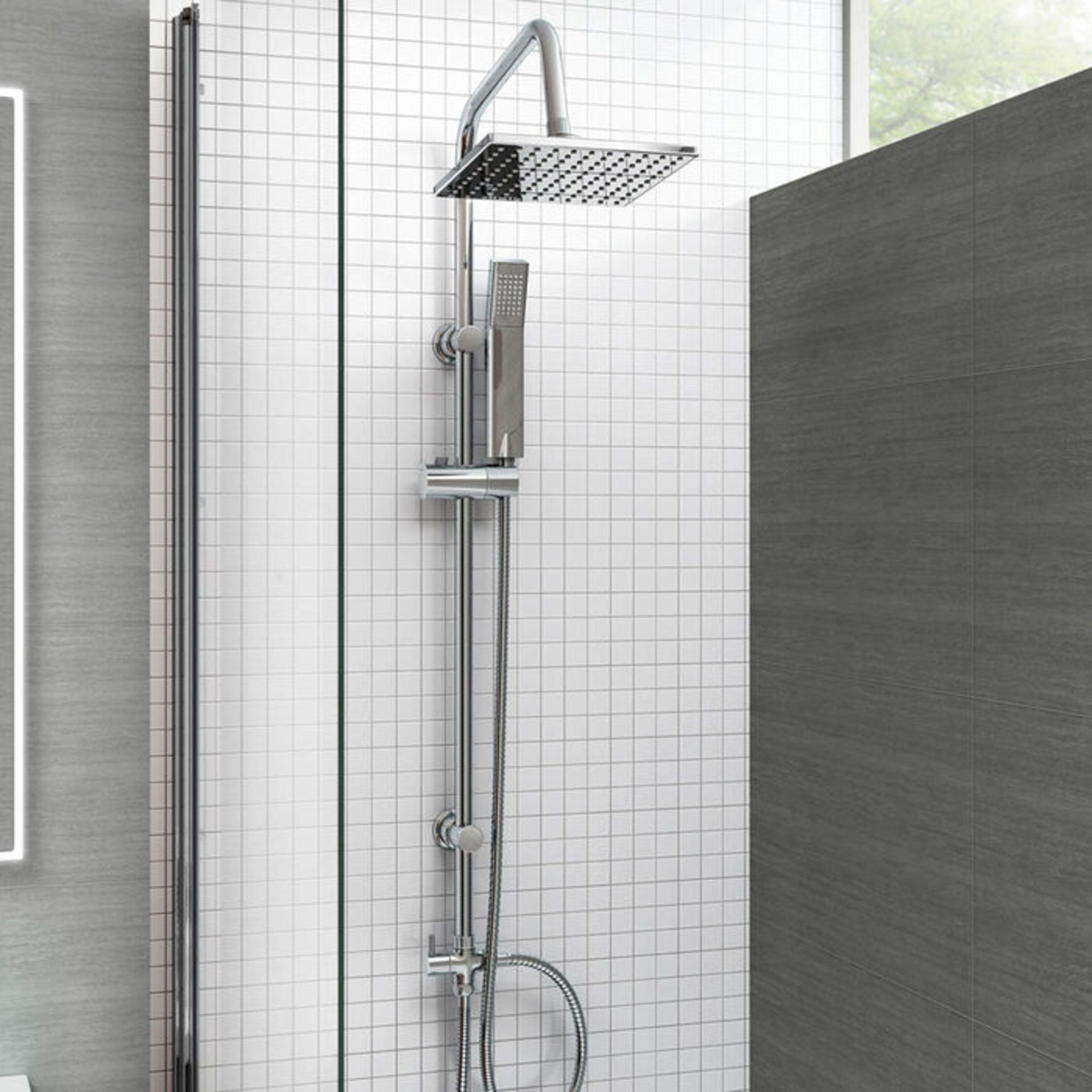 200mm Square Head, Riser Rail & Handheld Kit Quality stainless steel shower head with Easy Cle...