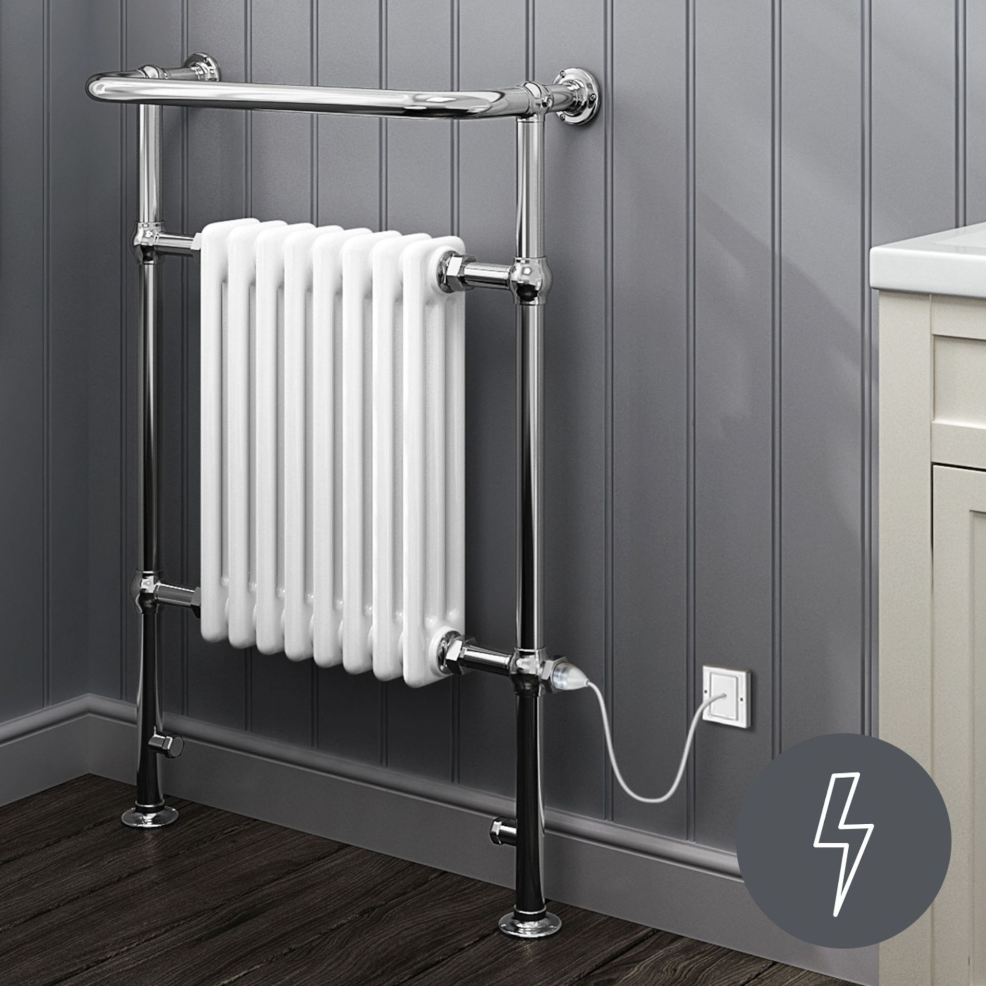 (G17) 952x659mm Large Electric Traditional Wall Mounted Rail Radiator- Cambridge. RRP £359.99....