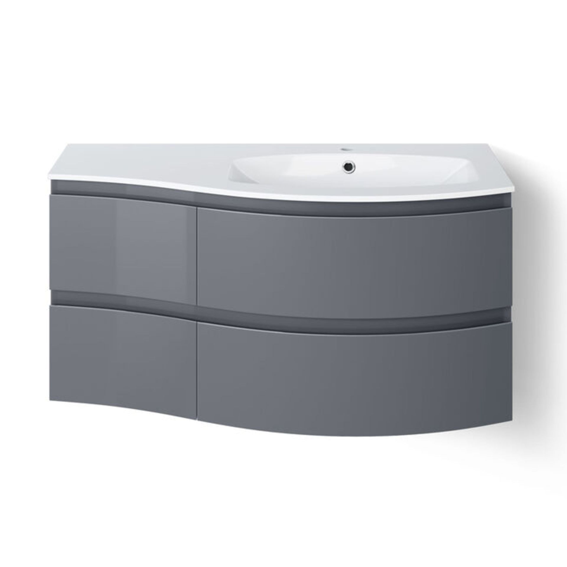 (G5) 1040mm Amelie Gloss Grey Curved Vanity Unit - Right Hand - Wall Hung. Comes complete with ... - Image 4 of 5