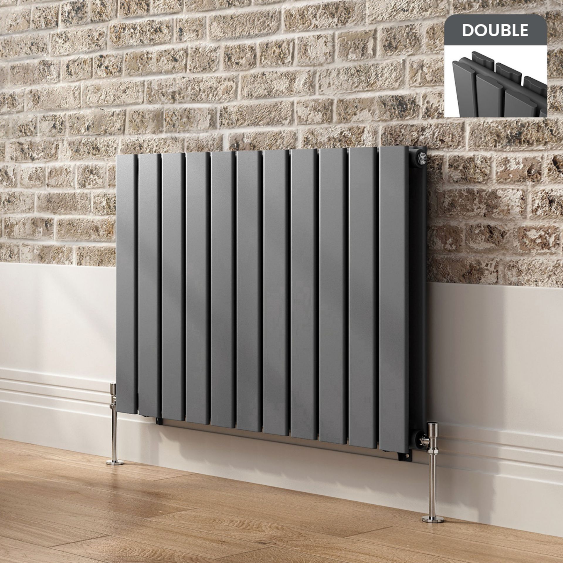 (NV19) 600x830mm Anthracite Double Flat Panel Horizontal Radiator. RRP £379.99. Made with low ...