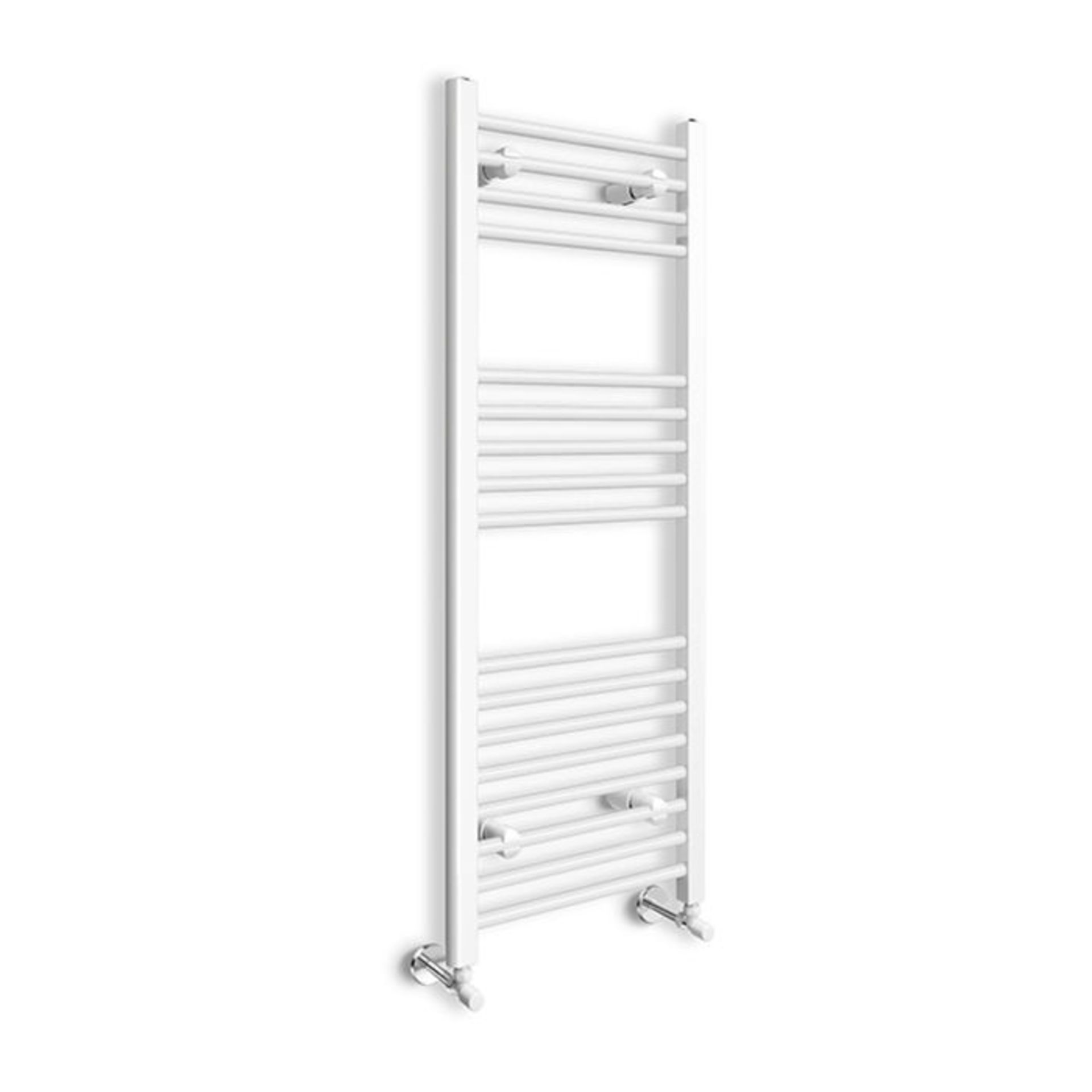 (EW42) 1200x450mm White Heated Towel Radiator. Made from low carbon steel Finished with a high