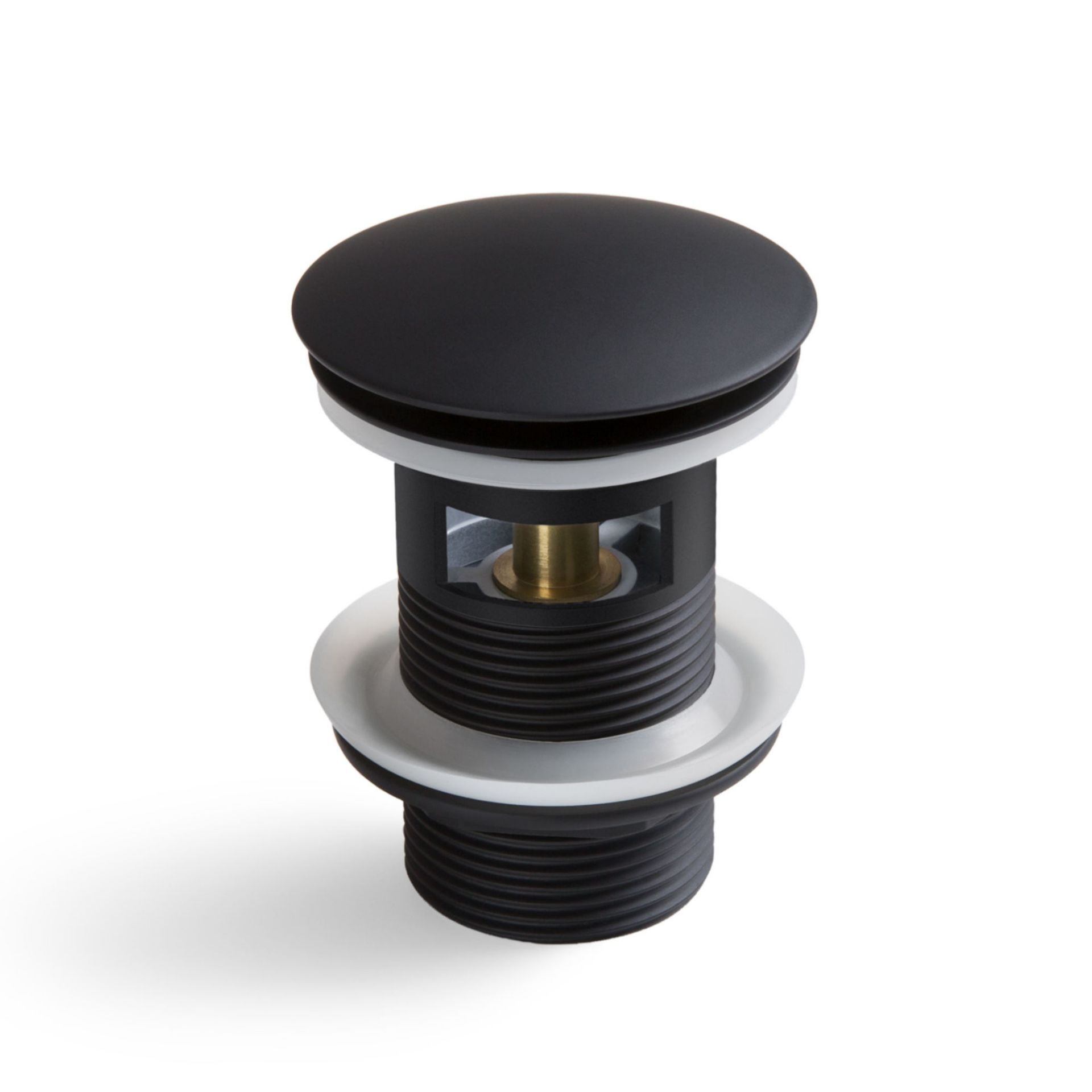 (D1038) Black Slotted Push Button Pop-Up Basin Waste Made with zinc with solid brass component... - Image 2 of 3